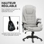 Voir la diapositive 6 : VINSETTO Fauteuil de bureau direction massant chauffant hauteur réglable dossier inclinable toile de lin gris clair