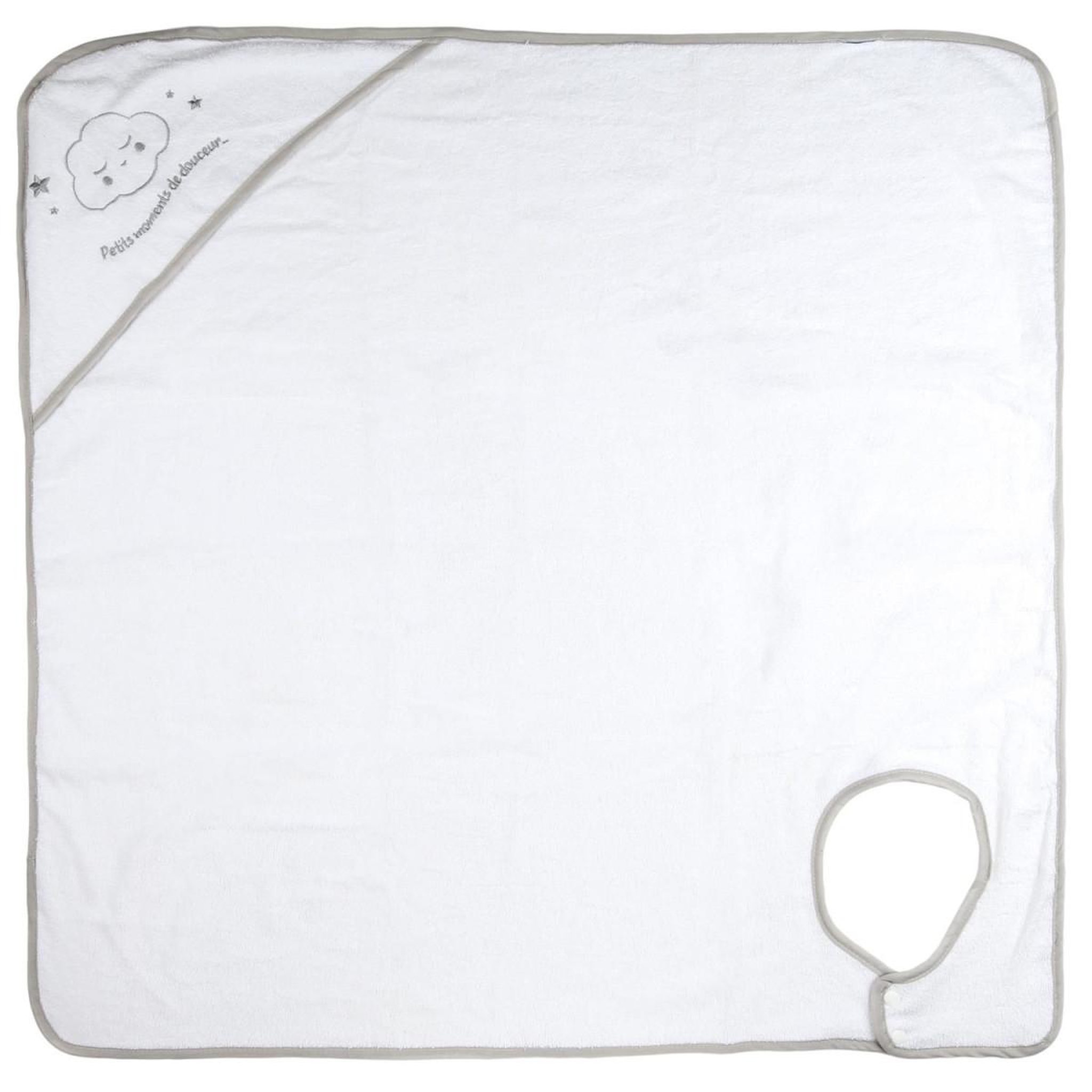 Voir la diapositive 1 : Tom & Zoé Cape de bain bébé  attache cou  70x70cm blanc