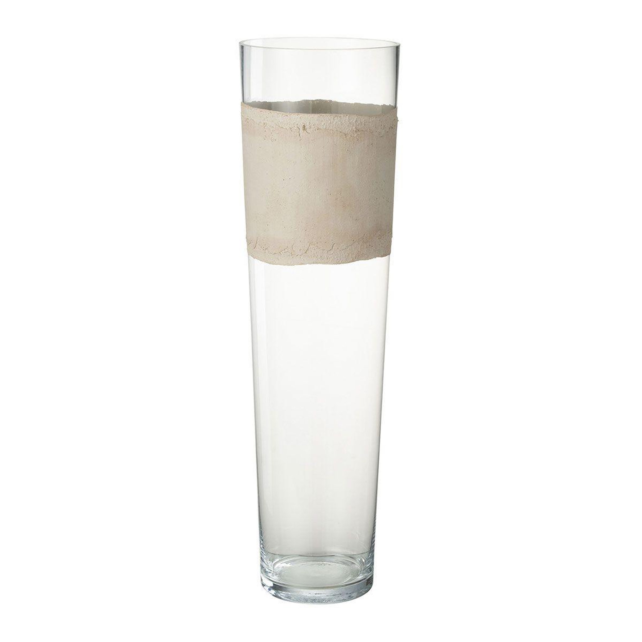 J-LINE Vase déco en verre  delph  60cm transparent & beige