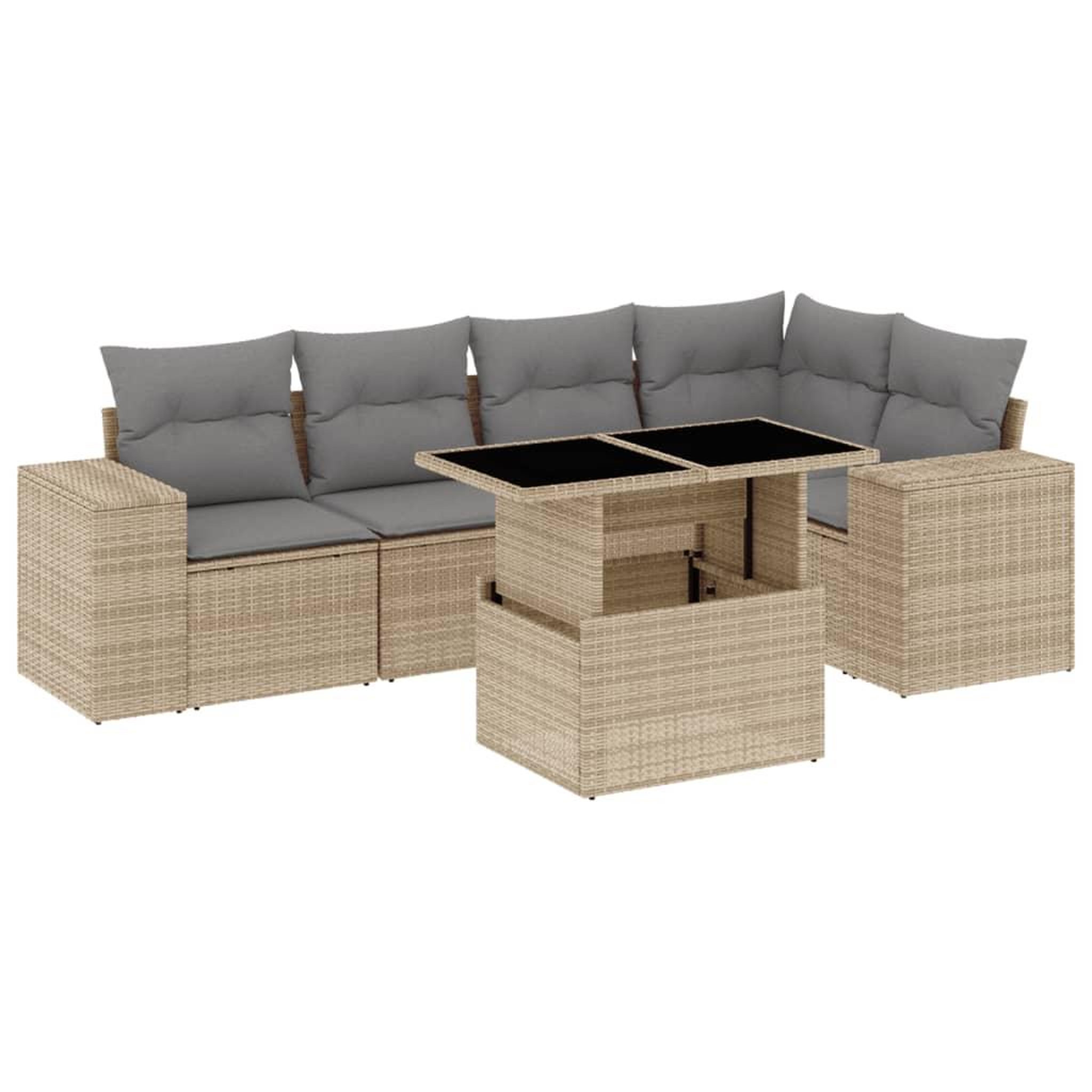 Voir la diapositive 2 : VIDAXL Salon de jardin avec coussins 6 pcs beige resine tressee