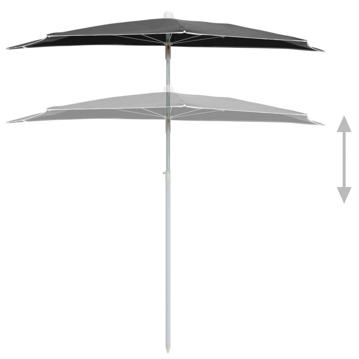 VIDAXL Demi-parasol de jardin avec mat 180x90 cm anthracite
