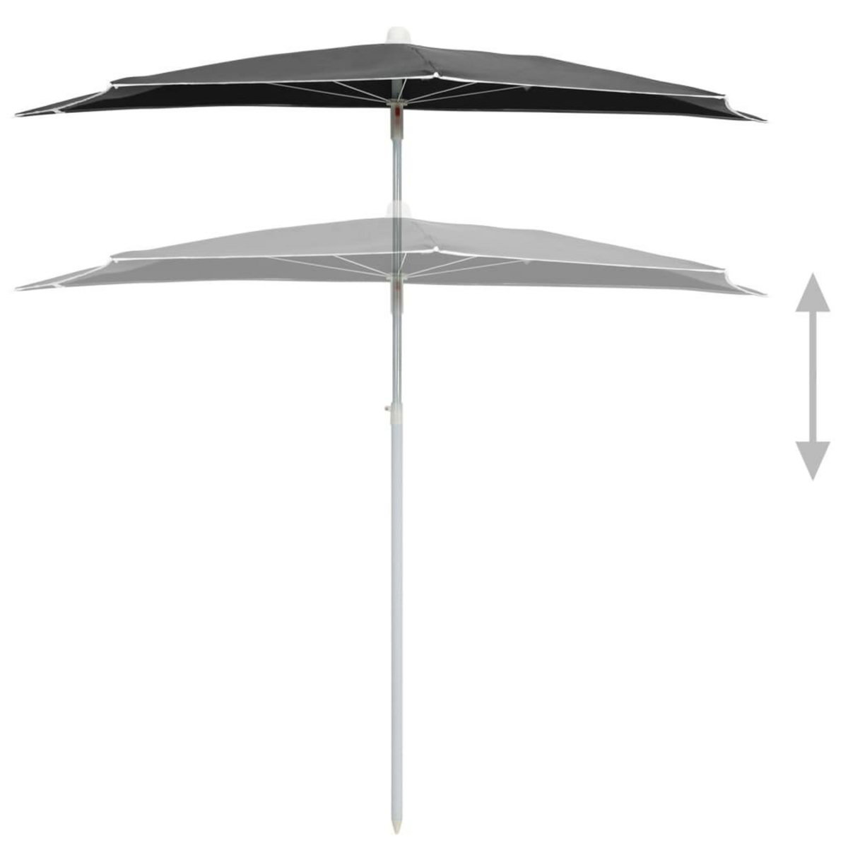 VIDAXL Demi-parasol de jardin avec mat 180x90 cm anthracite