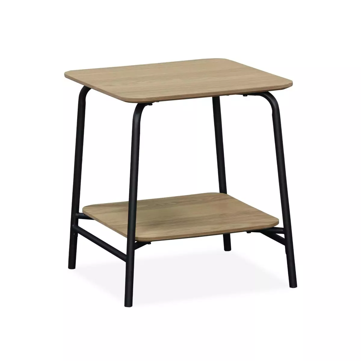 SWEEEK Table de chevet effet table d'école en décor bois avec structure en acier - 1 étagère centrale