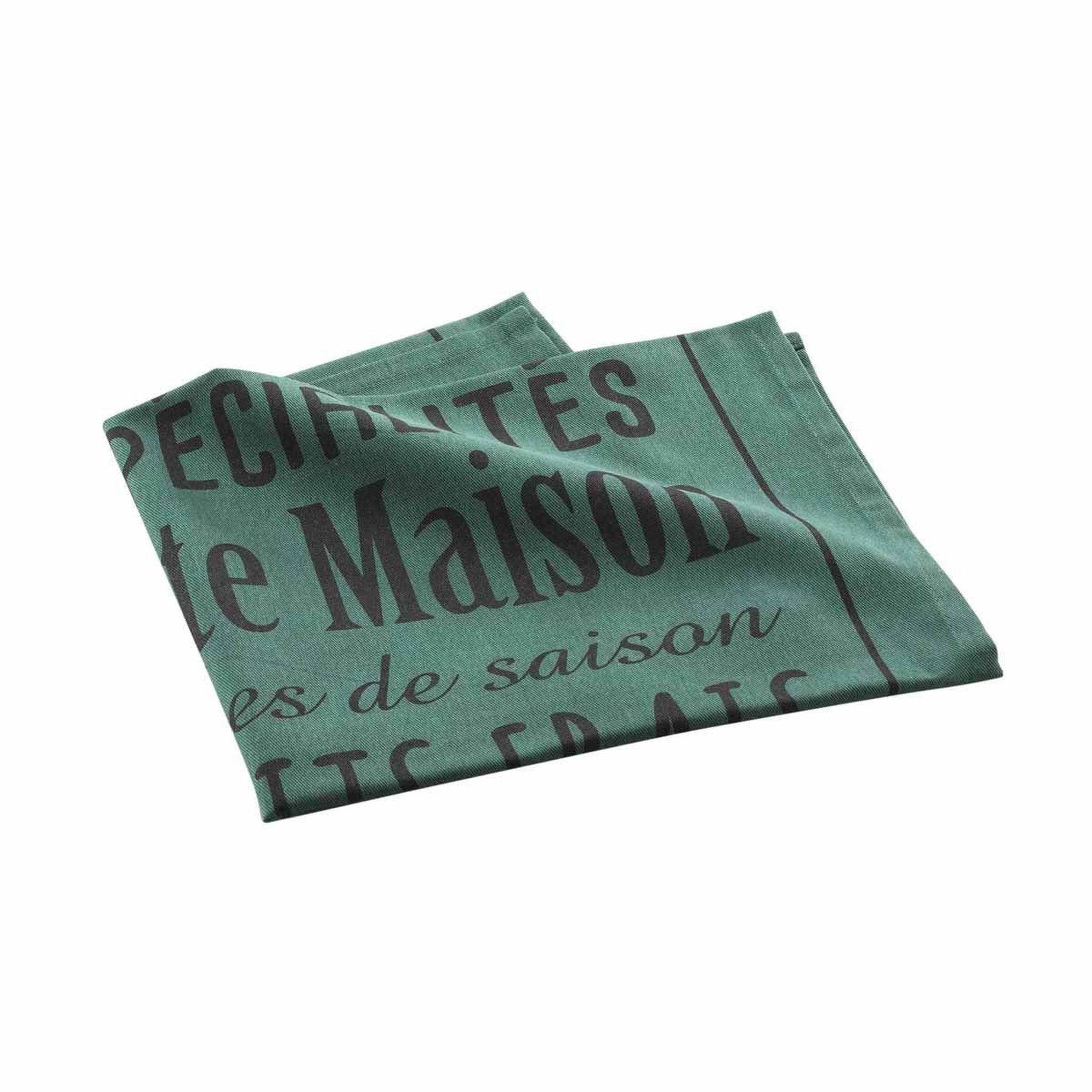 Douceur d'Intérieur Torchon de cuisine imprimé  popote  50x70cm émeraude