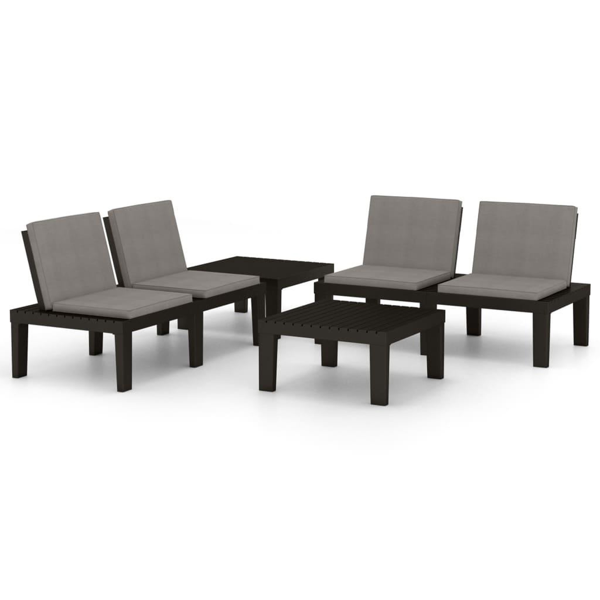 Voir la diapositive 2 : VIDAXL Salon de jardin 4 pcs avec coussins Plastique Gris
