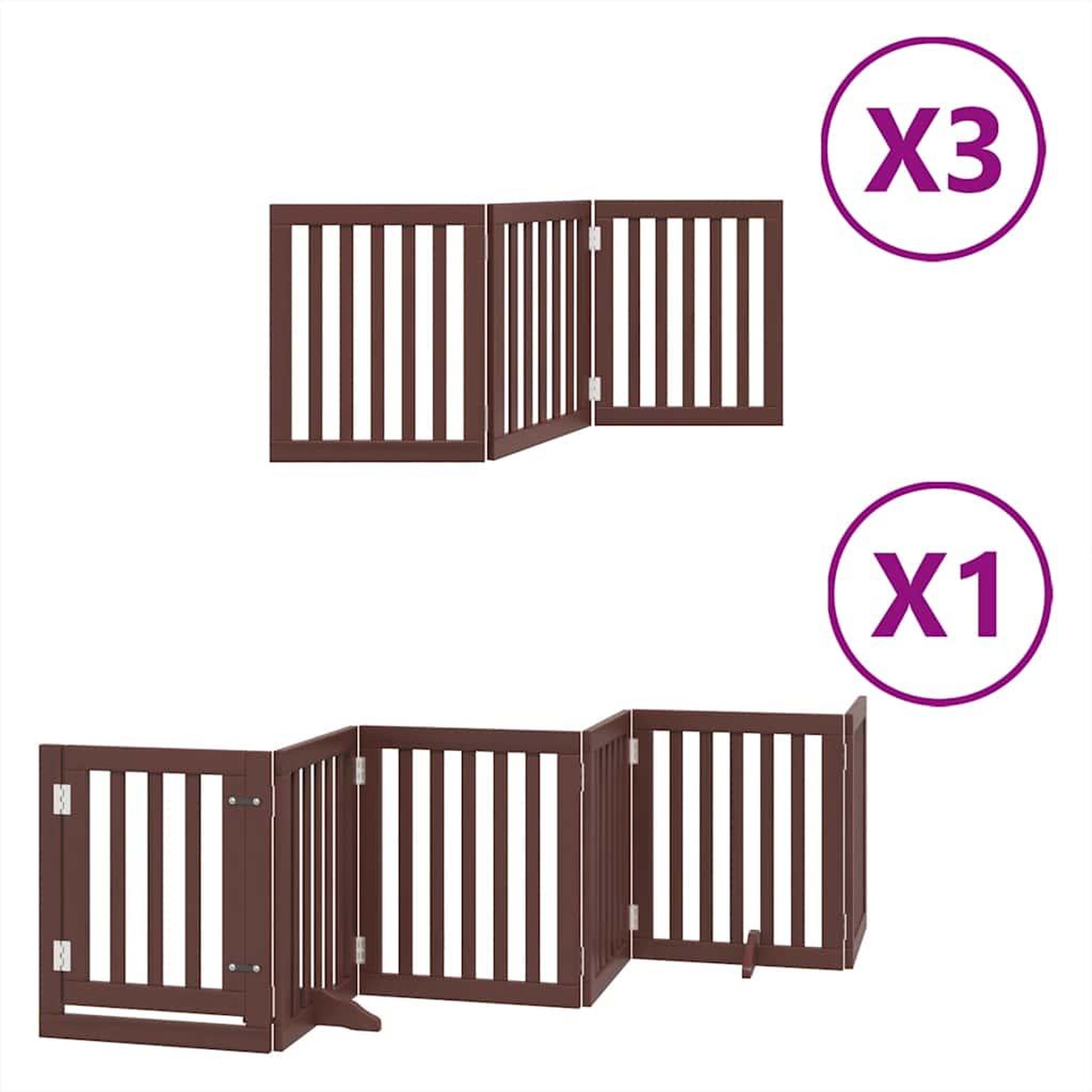 Voir la diapositive 2 : VIDAXL Barriere pour chien porte pliable 15 panneaux bois de peuplier