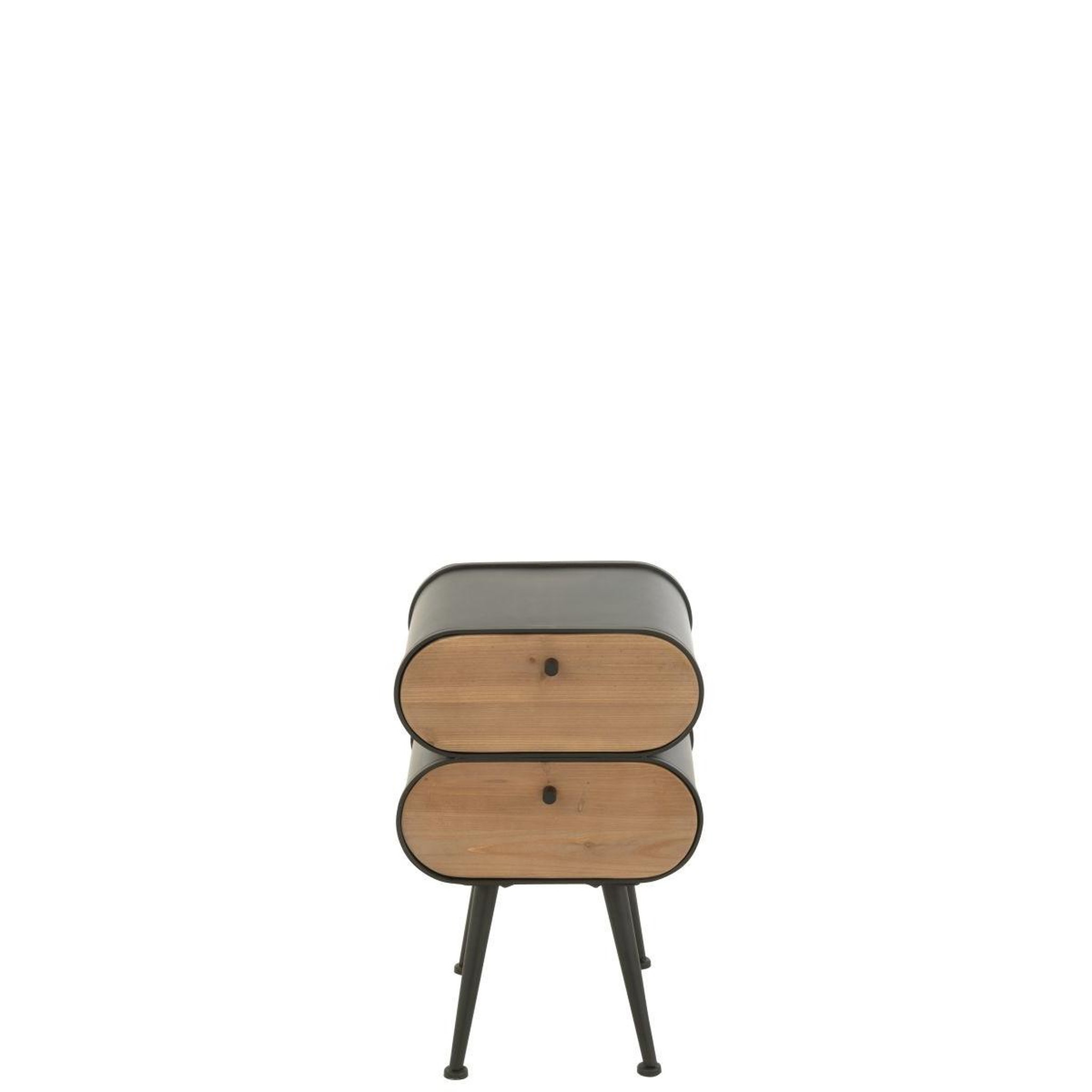 Voir la diapositive 2 : J-LINE Table de chevet 2 tiroirs  courchevel  61cm noir