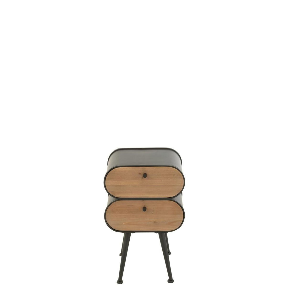 Paris Prix Table de Chevet 2 Tiroirs  Courchevel  61cm Noir