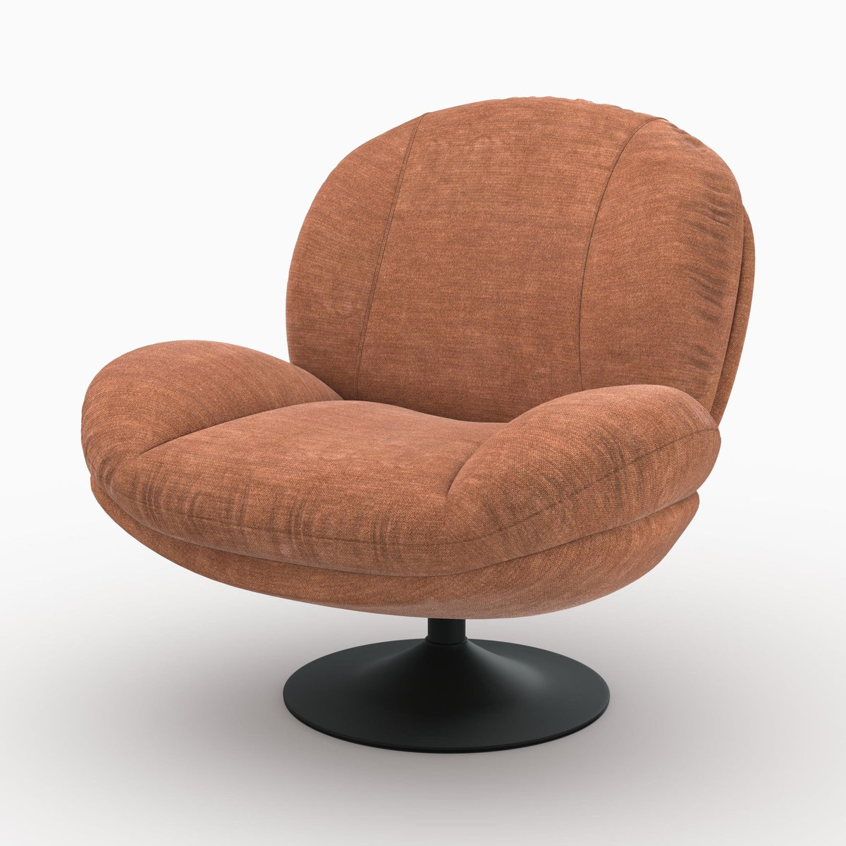 Rendez vous déco Fauteuil pivotant en tissu effet velours marron-Ricci
