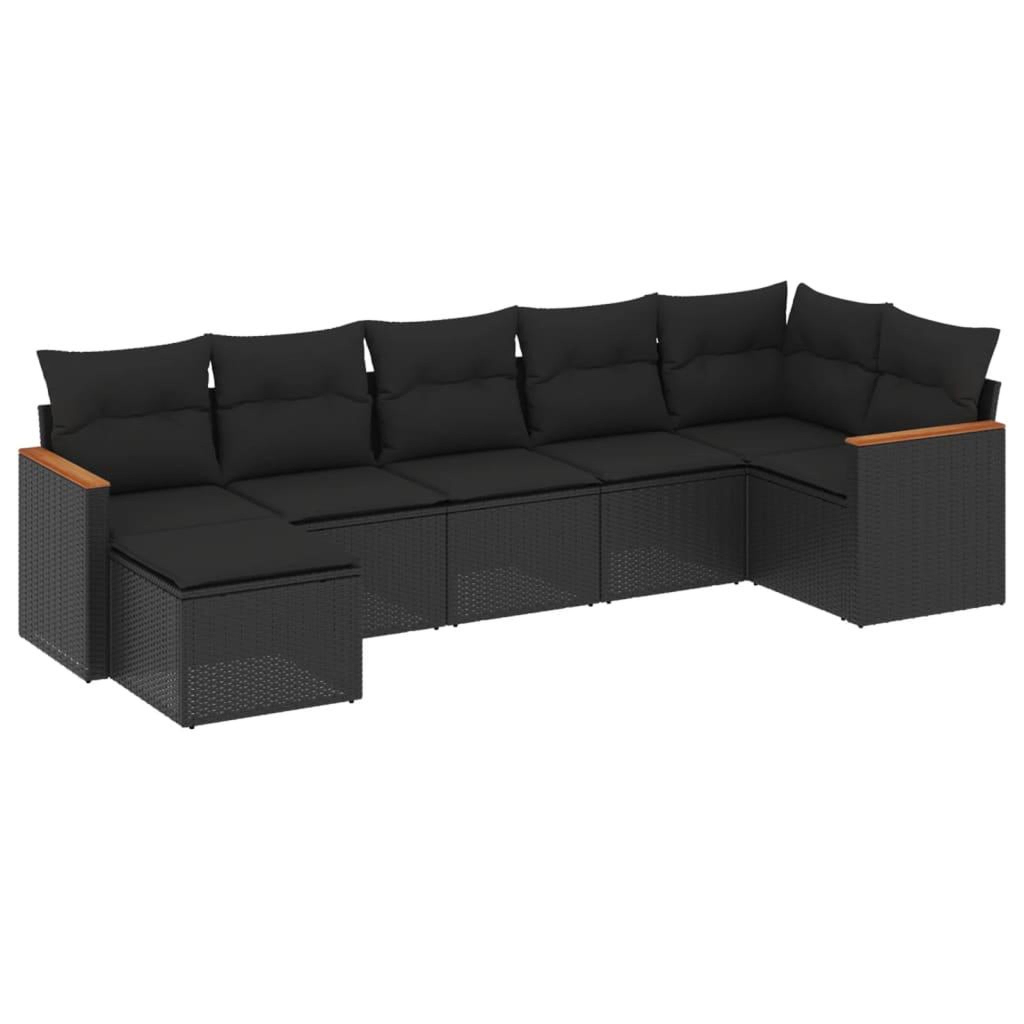 Voir la diapositive 2 : VIDAXL Salon de jardin 7 pcs avec coussins noir resine tressee