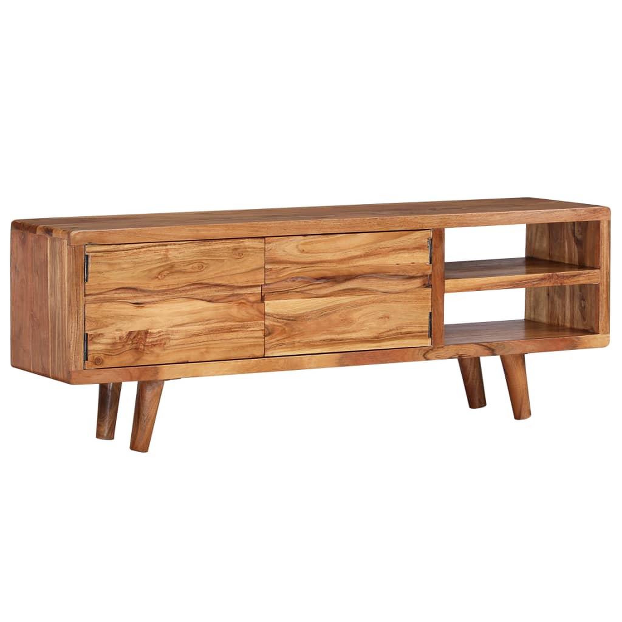 Voir la diapositive 1 : VIDAXL Meuble TV Bois d'acacia avec portes sculptees 117 x 30 x 40 cm