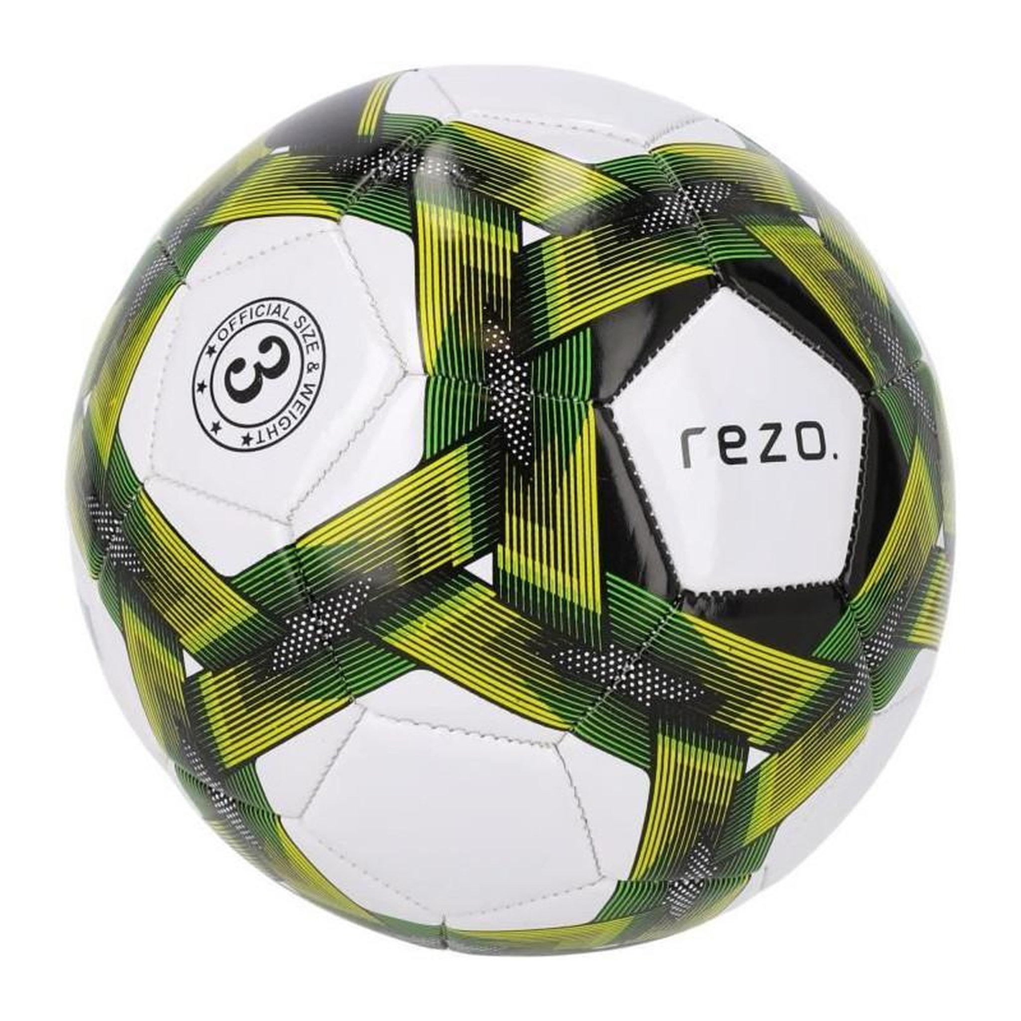 Voir la diapositive 2 : GENERIQUE Ballon de football - REZO - PVC - Taille 3 - Jaune bicolore - Résistant