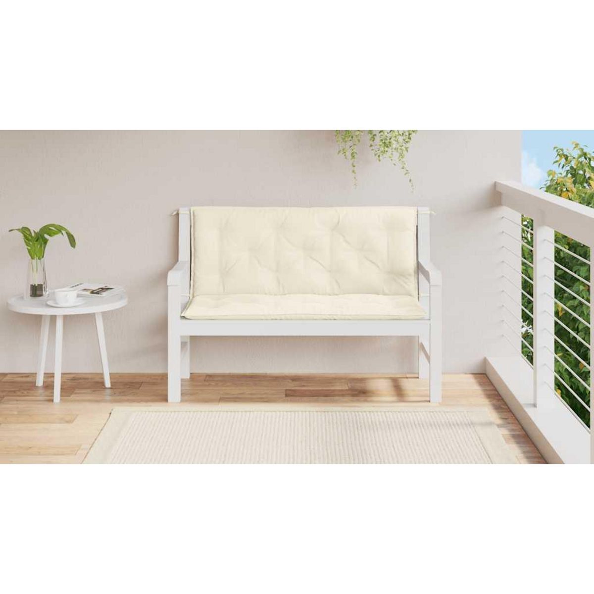 VIDAXL Coussin de banc de jardin blanc creme tissu oxford