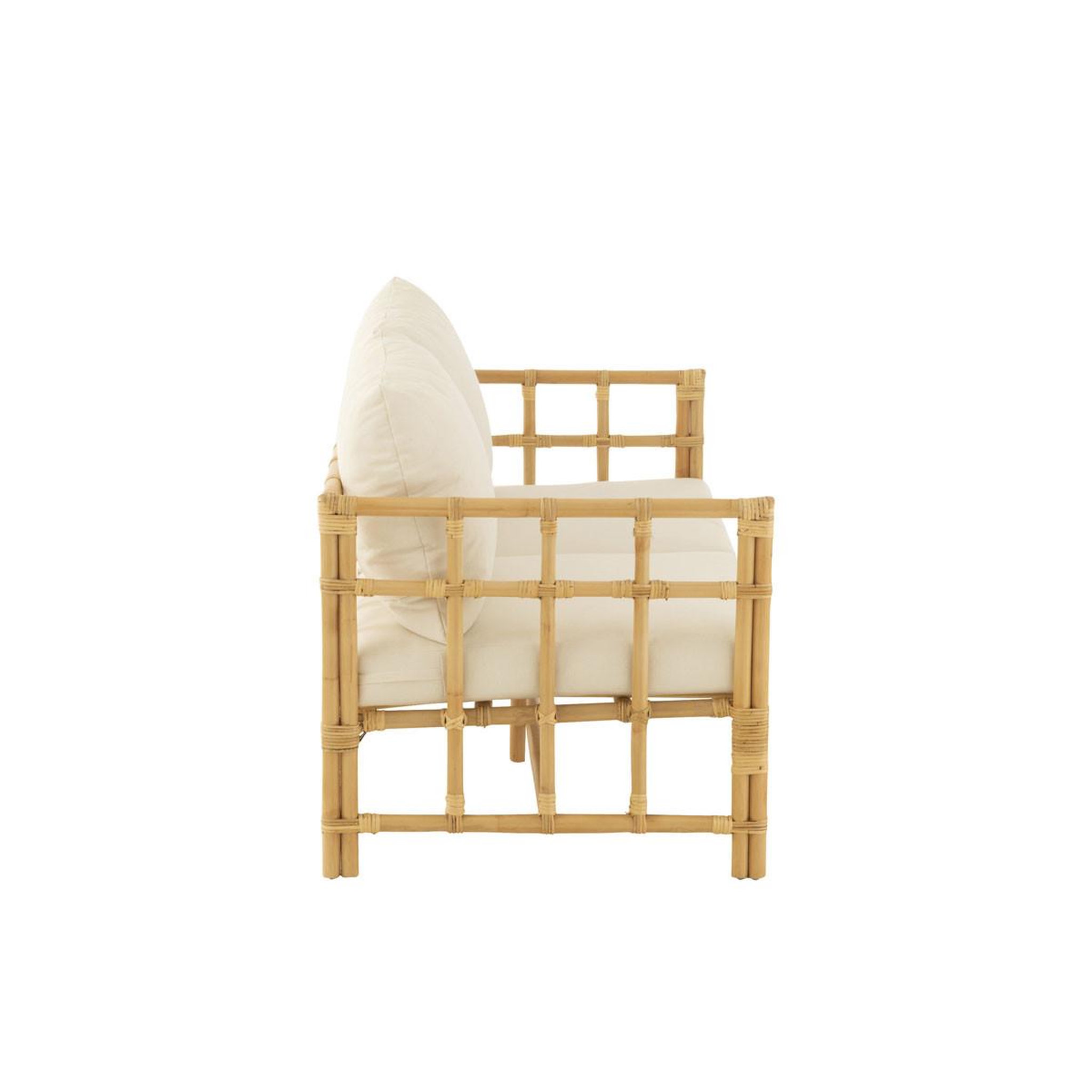 Voir la diapositive 3 : J-LINE Canapé 2 places rotin & coussin  elise  127cm naturel