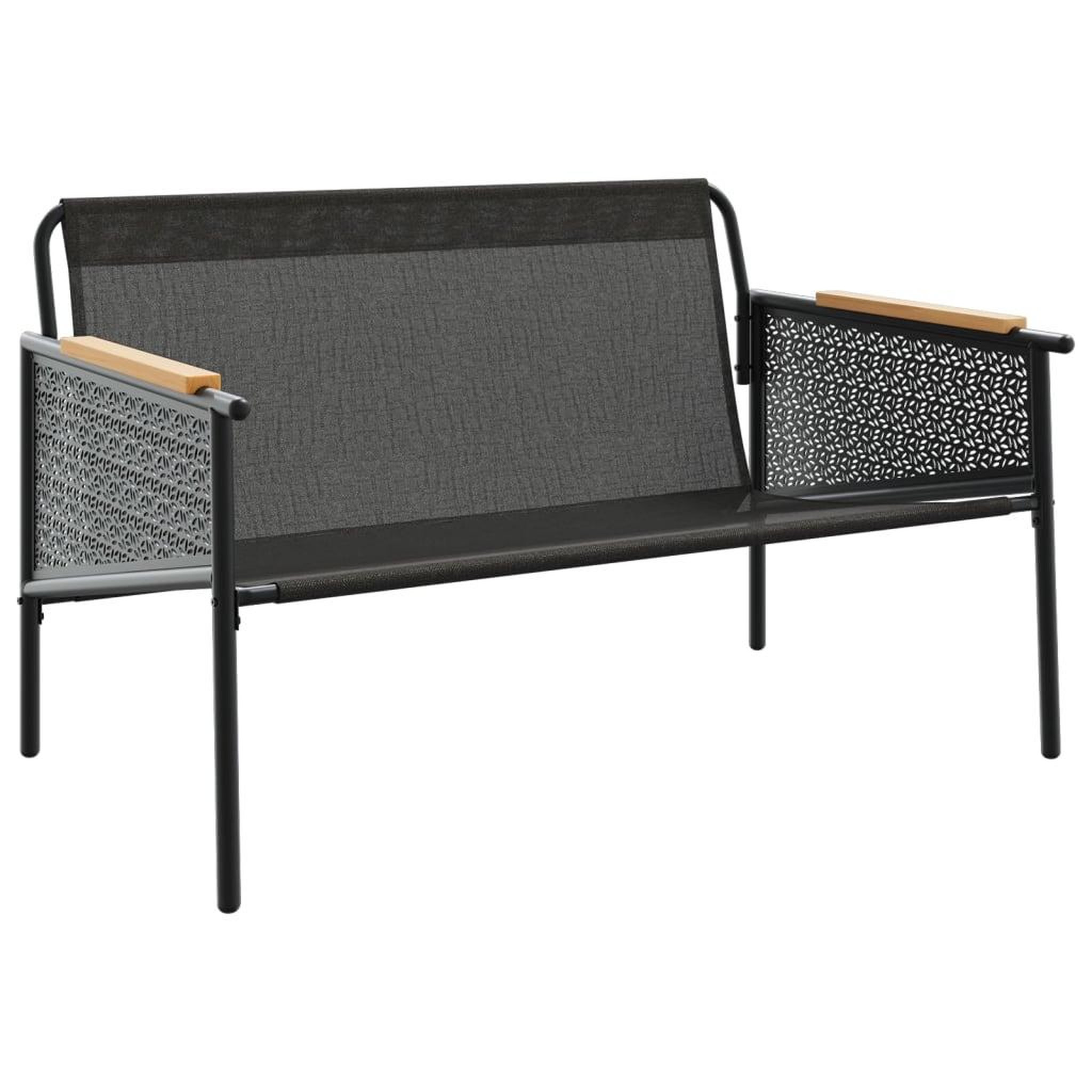 Voir la diapositive 5 : VIDAXL Banc de jardin avec coussins 116 cm noir acier