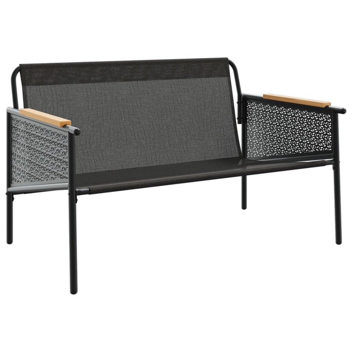 VIDAXL Banc de jardin avec coussins 116 cm noir acier