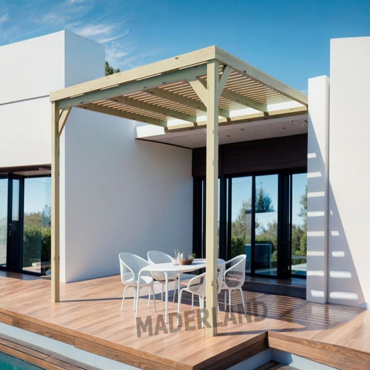 JARDIDECO Pergola adossée en bois Montpellier 600 x 300 cm - Maderland