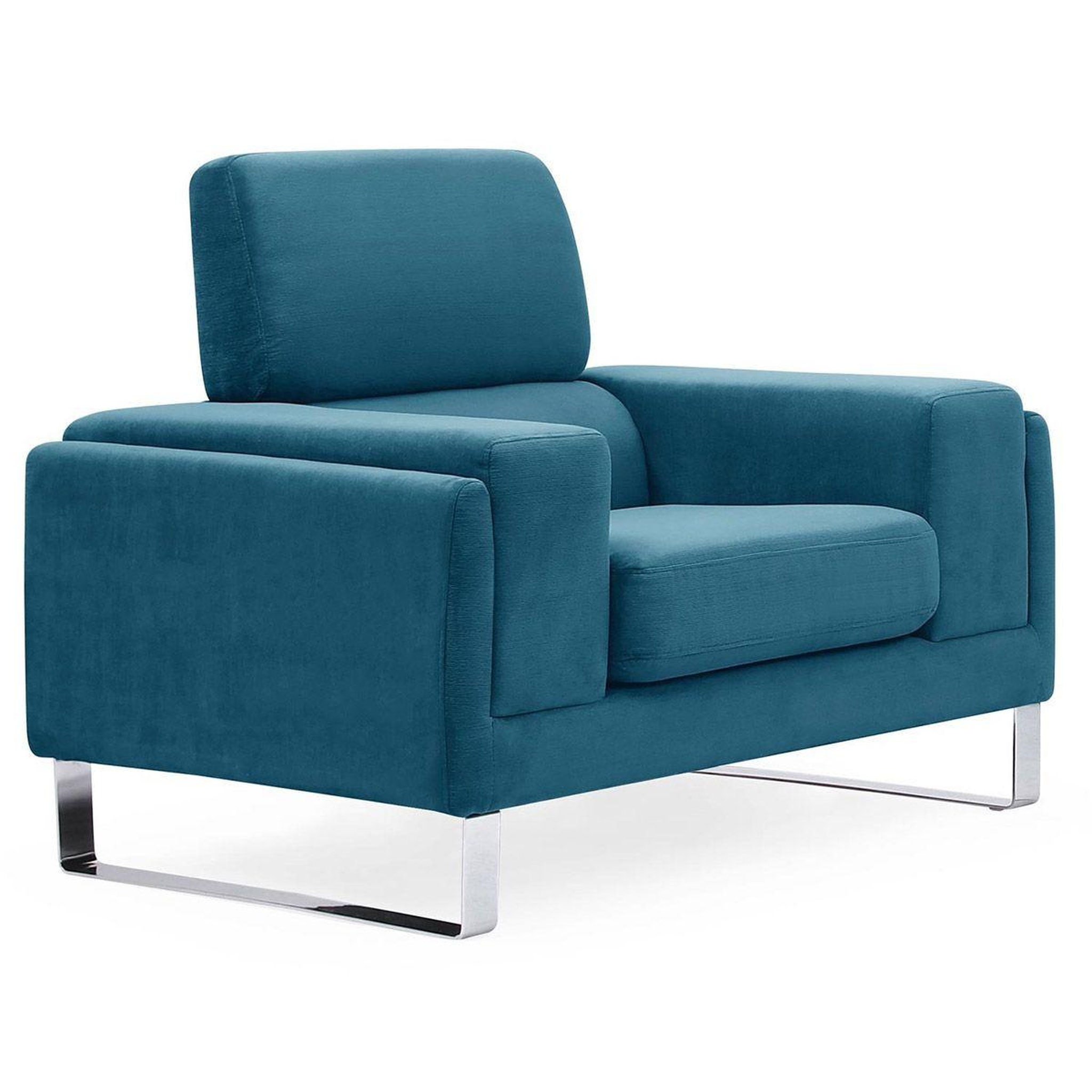 Voir la diapositive 4 : Paris Prix Fauteuil design en velours côtelé  ezekiel  104cm bleu