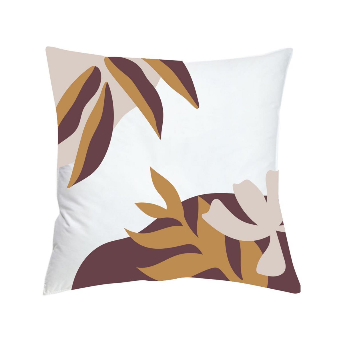 Coussin déco déhoussable en coton FEUILLE 