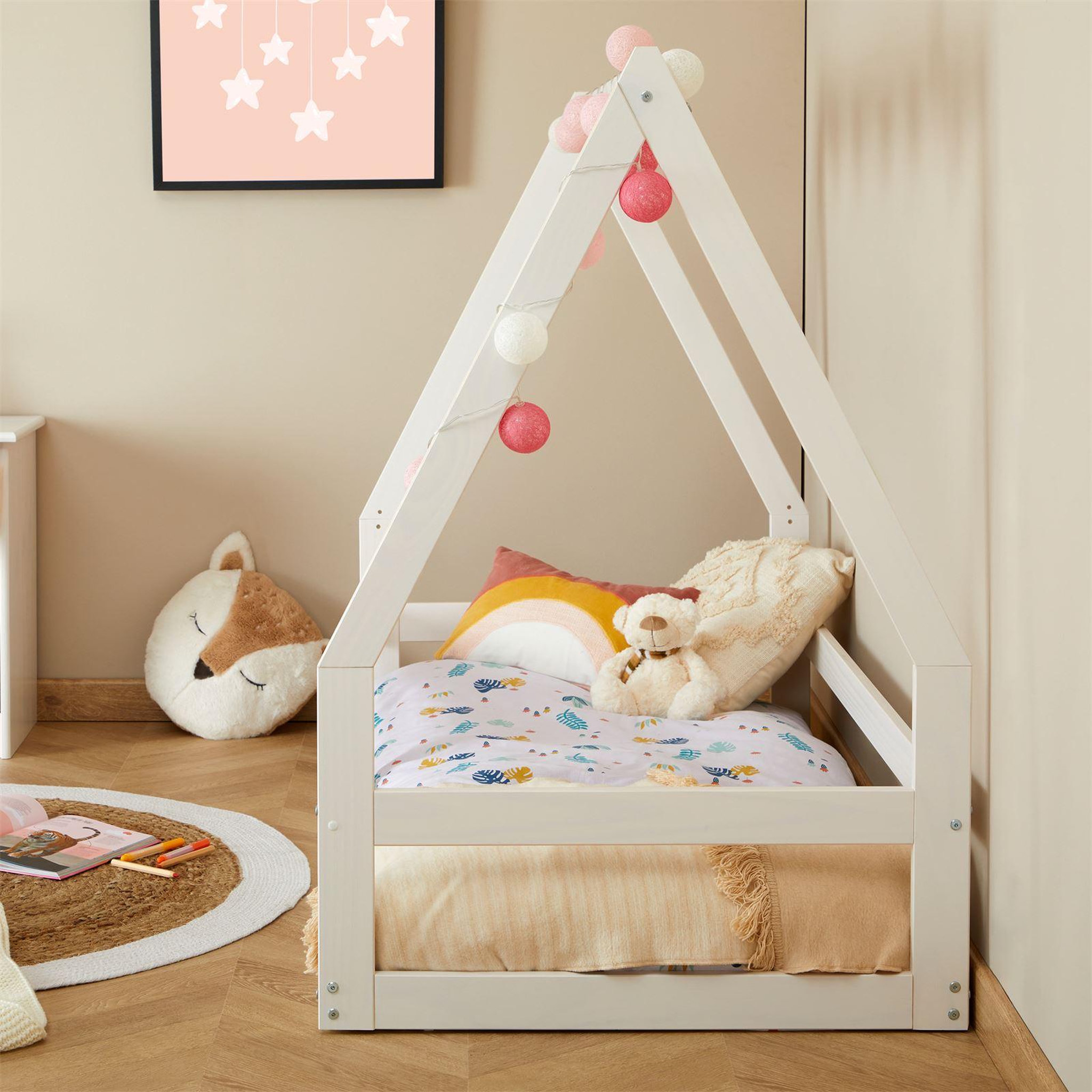 Voir la diapositive 5 : IDIMEX Lit cabane LUSIA 80 x 160 cm, en pin massif