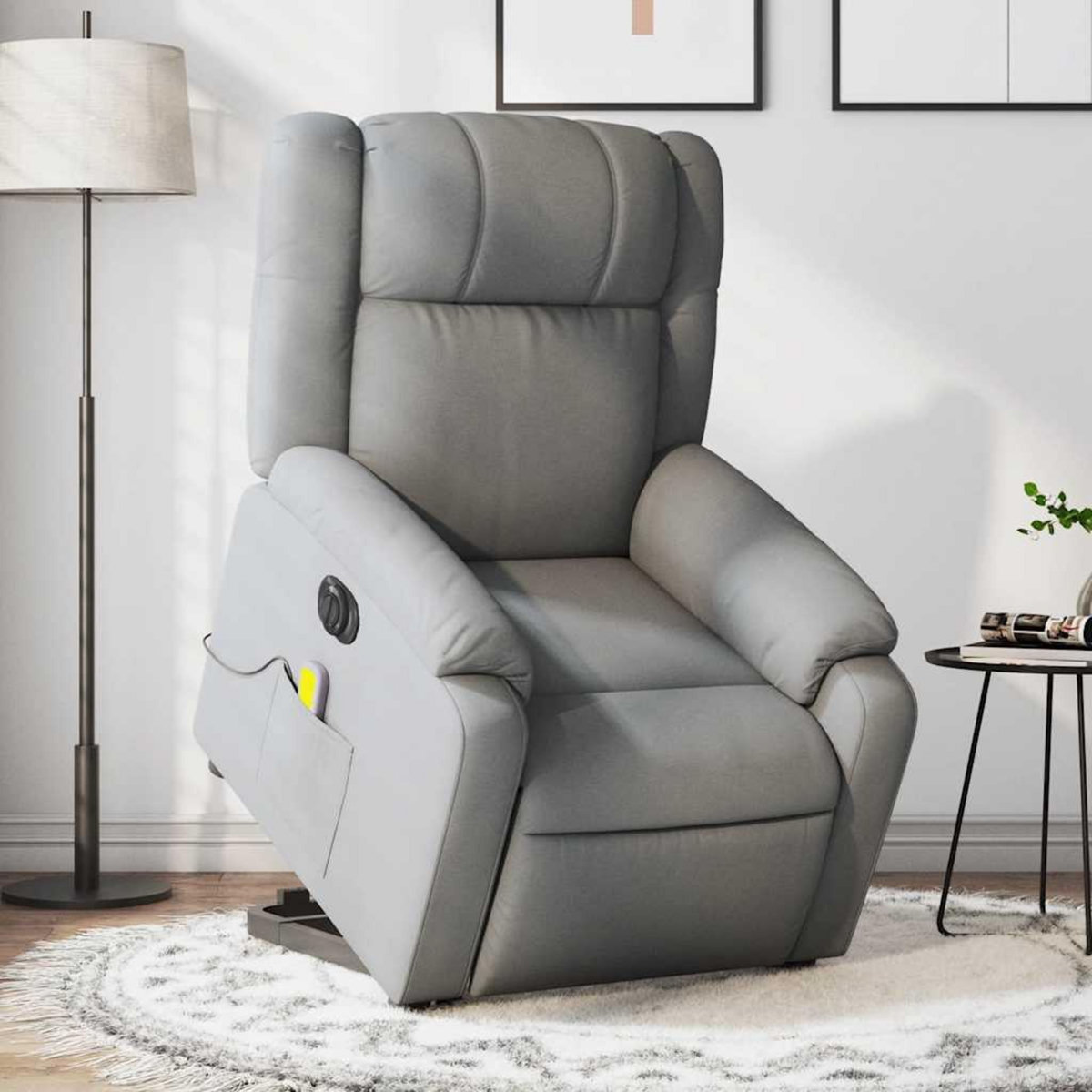 VIDAXL Fauteuil inclinable de massage electrique Gris clair Tissu
