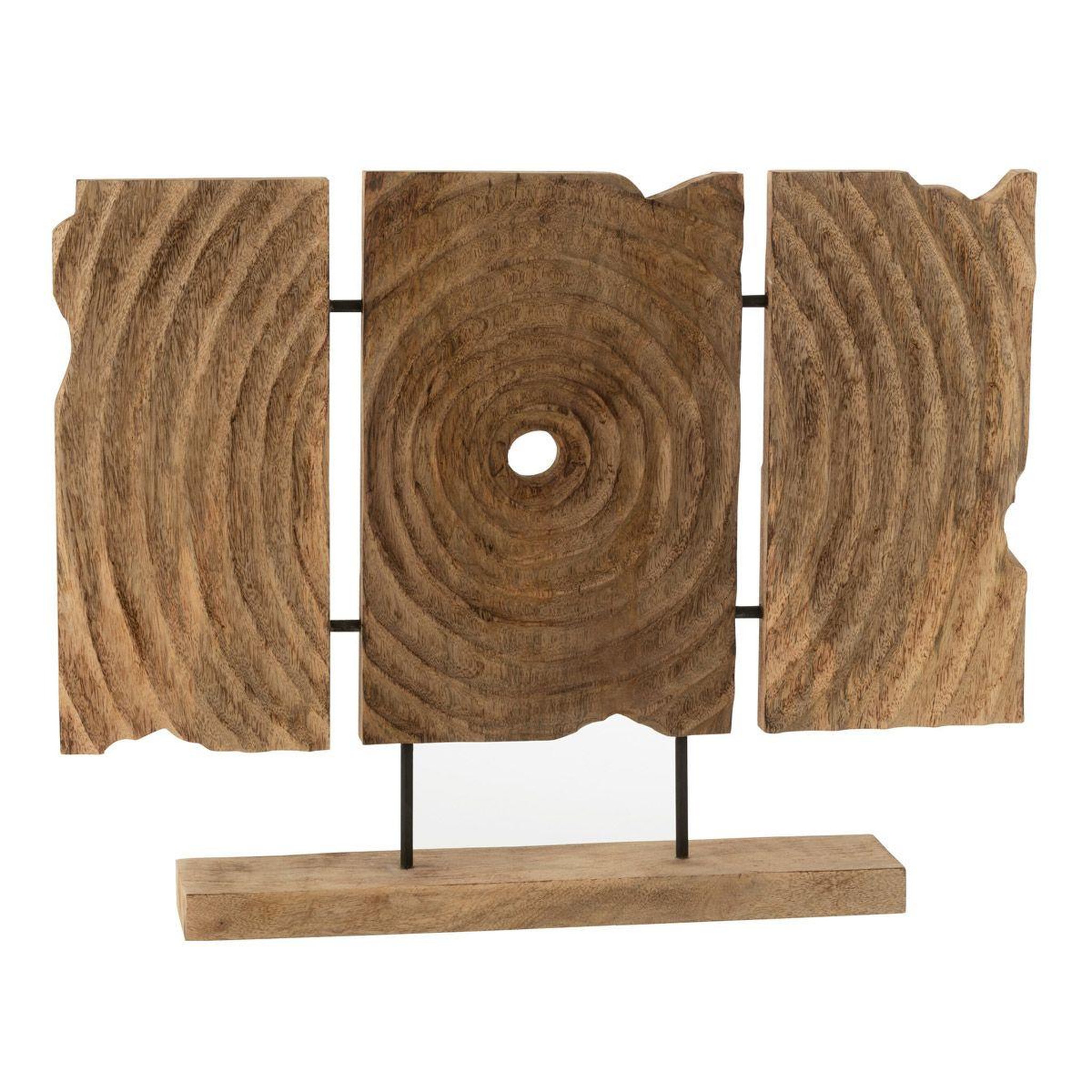 J-LINE Triptyque sculpté en bois  manguier  65cm naturel