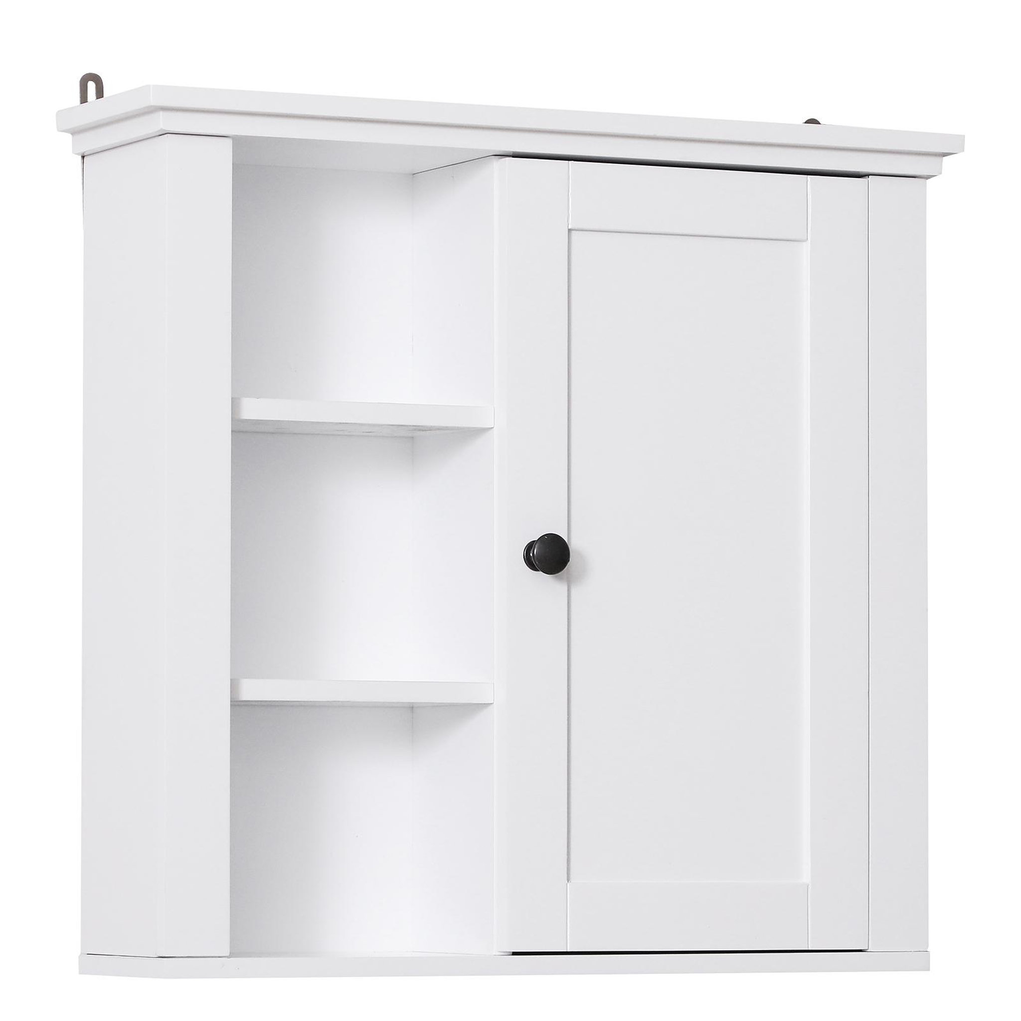 HOMCOM Armoire haute murale de salle de bain ou wc placard 1 porte 3 niches dim. 53l x 14,5l x 50,5h cm mdf panneaux particules blanc