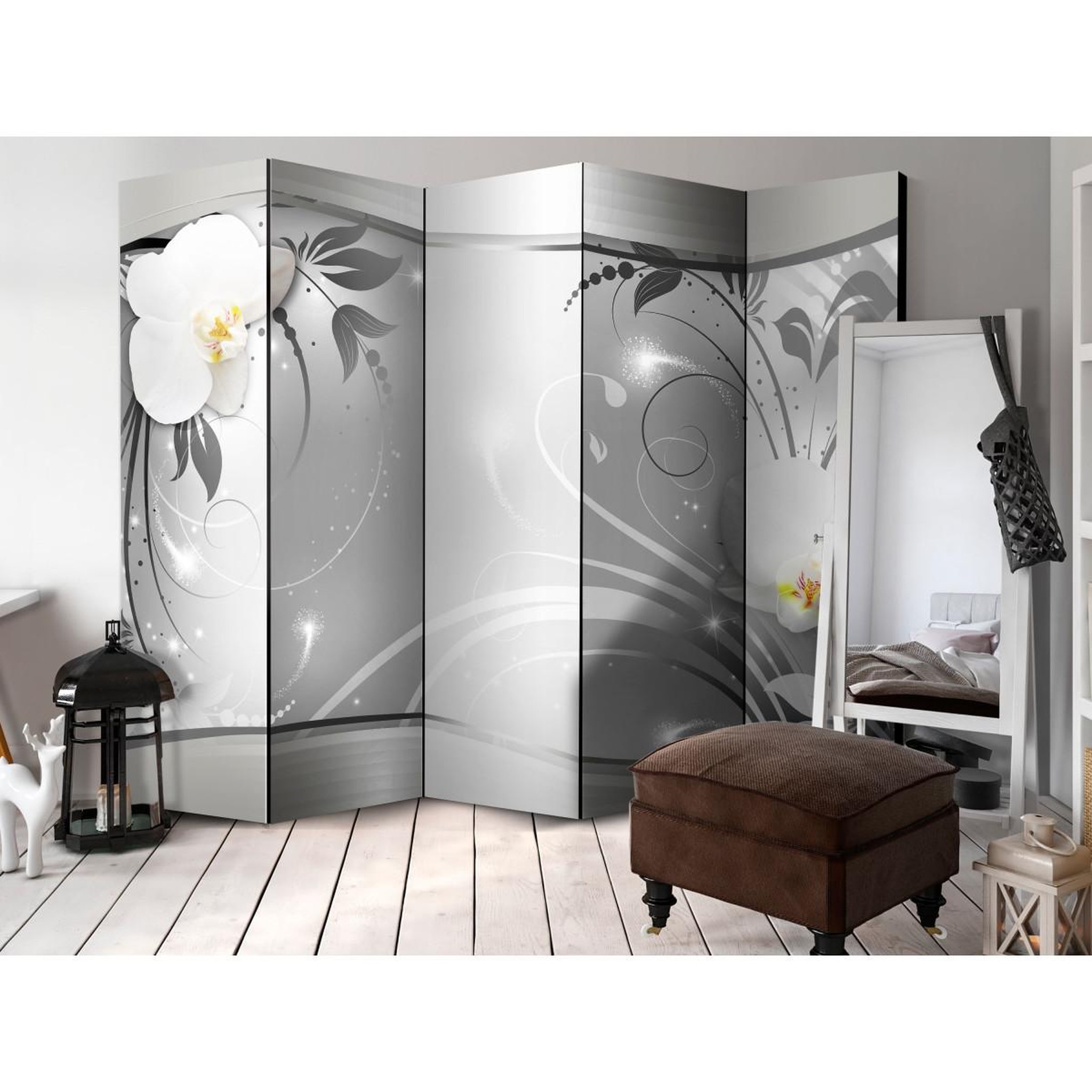 Voir la diapositive 2 : Paris Prix Paravent 5 volets  silver abstract  172x225cm