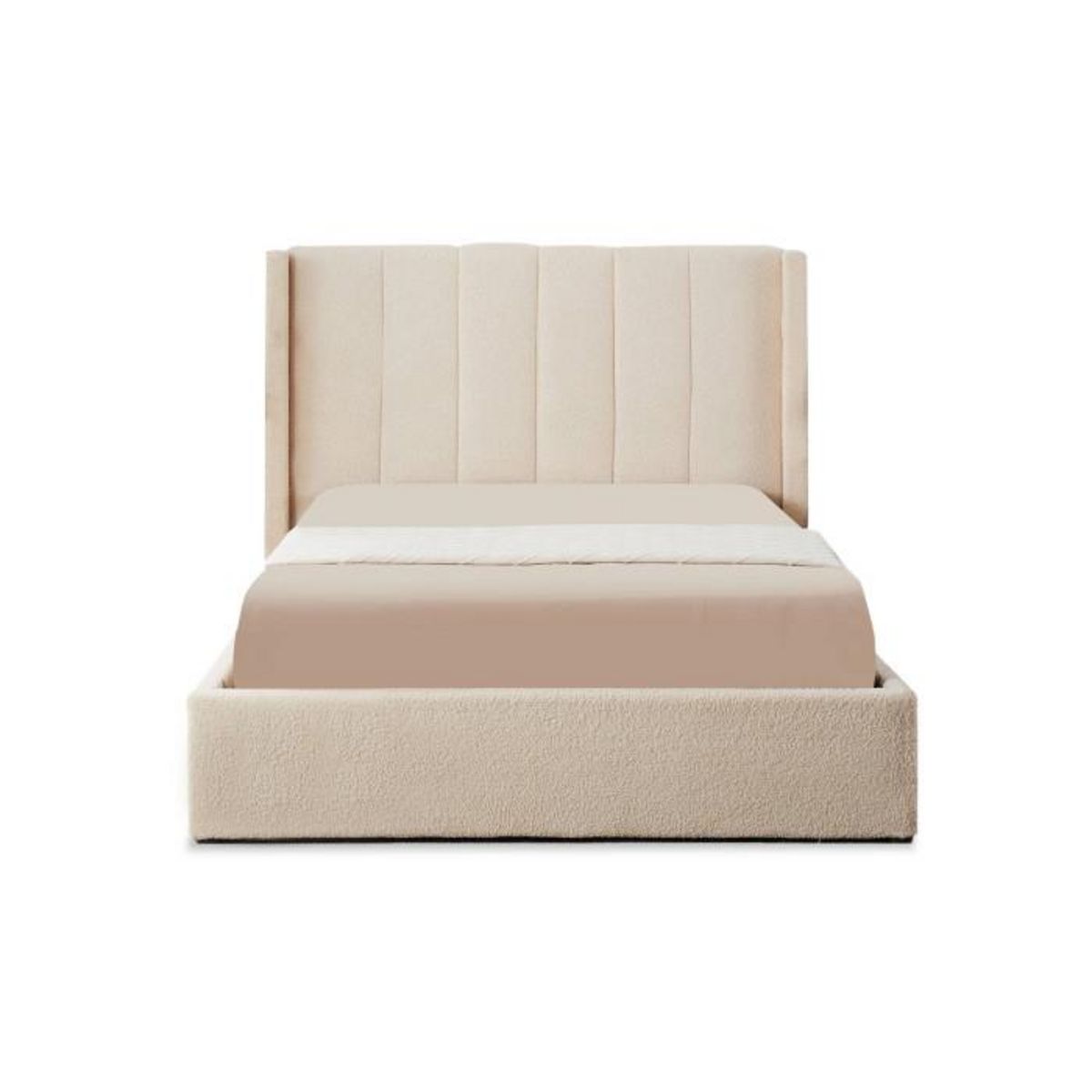 Paris Prix Lit Double Coffre Tissu Bouclette  Somia  140x190cm Crème