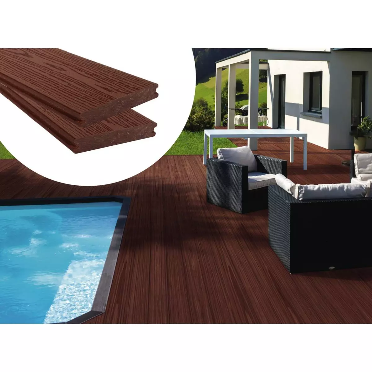Habitat et Jardin Pack 5 m² - Lames de terrasse composite co-extrudées - Marron