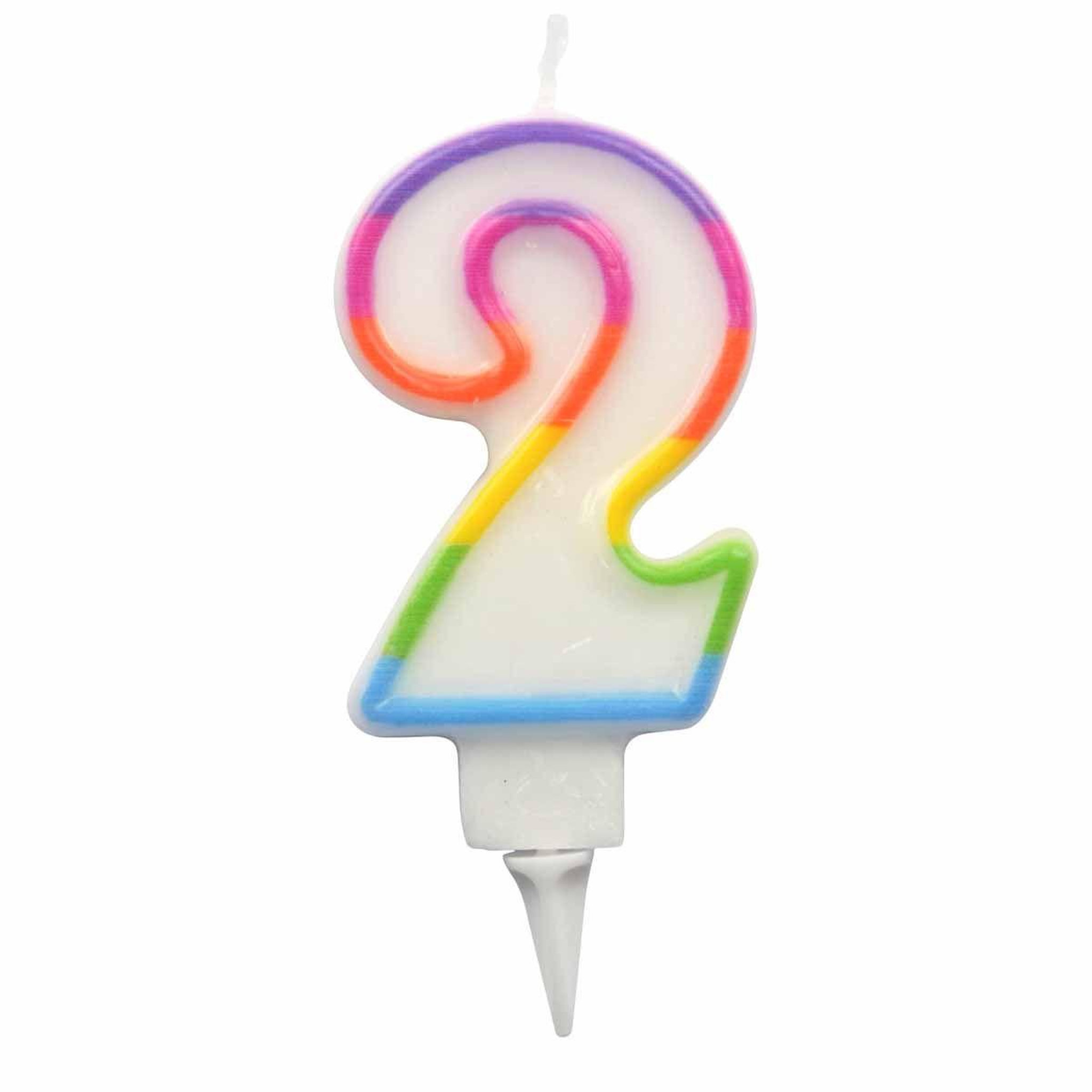 HOMEA Bougie d'Anniversaire  Chiffre 2  7cm Multicolore