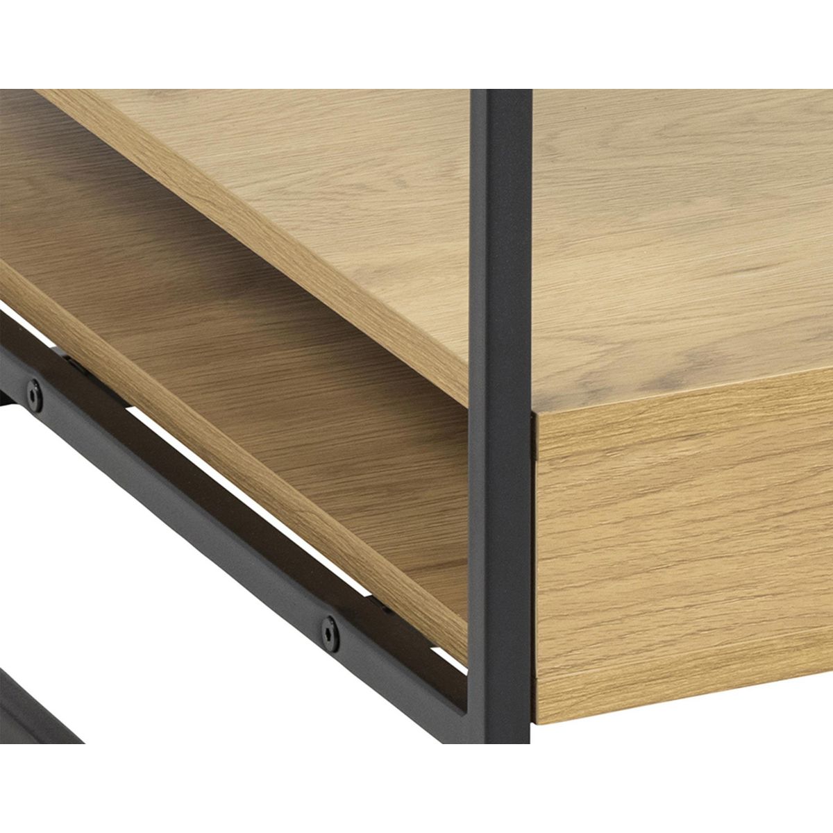 LISA DESIGN Parker - table basse - effet bois, verre et métal noir - 80 cm