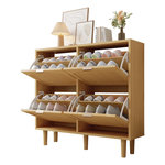 MERAX Meuble à chaussures 16 paires 4 étagères coloris naturel panneaux de particules