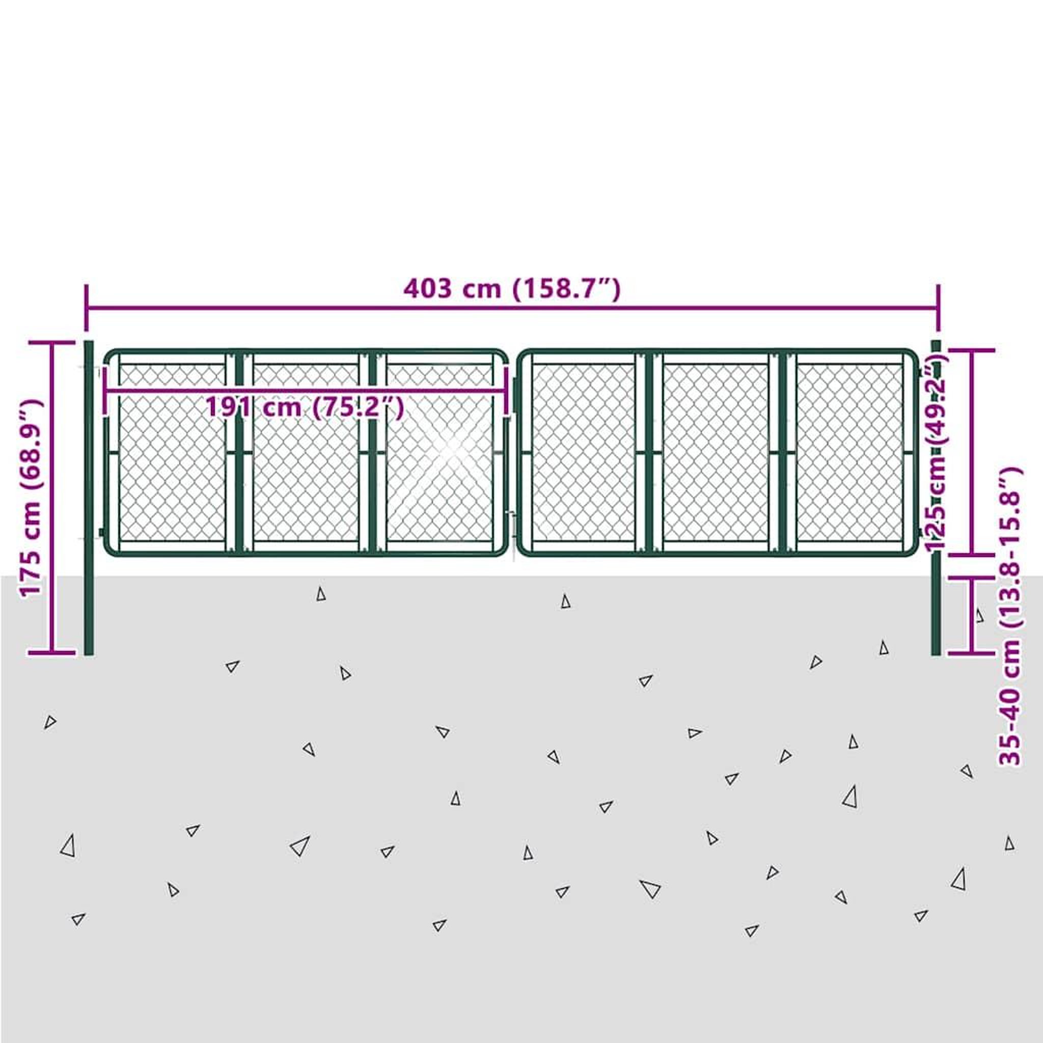 Voir la diapositive 6 : VIDAXL Portail de jardin en acier vert 400 x 125 cm