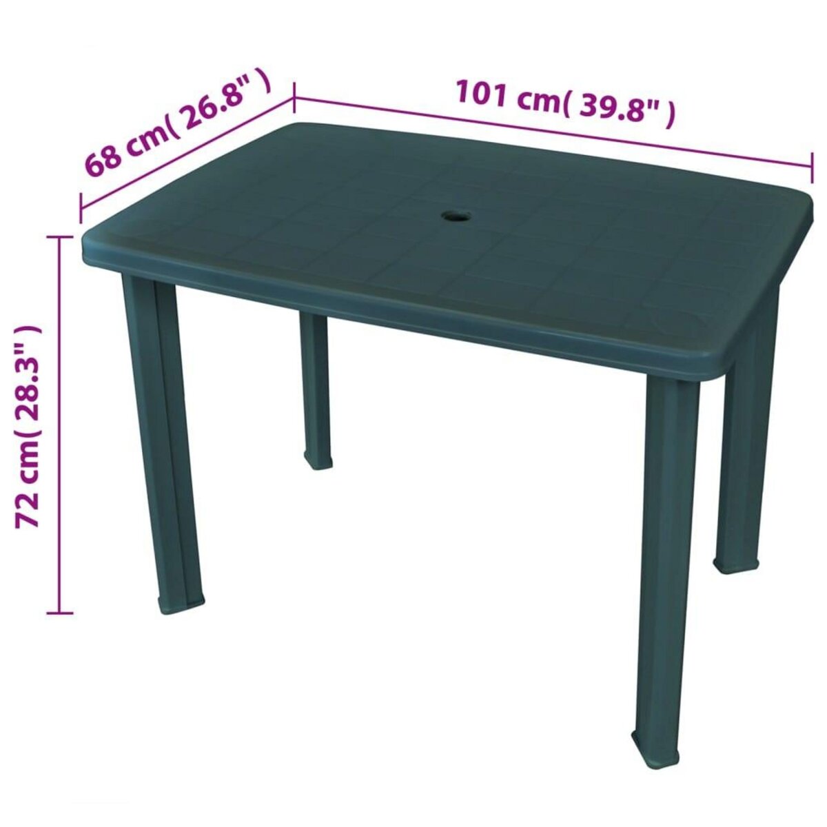VIDAXL Table de jardin Vert 101 x 68 x 72 cm Plastique