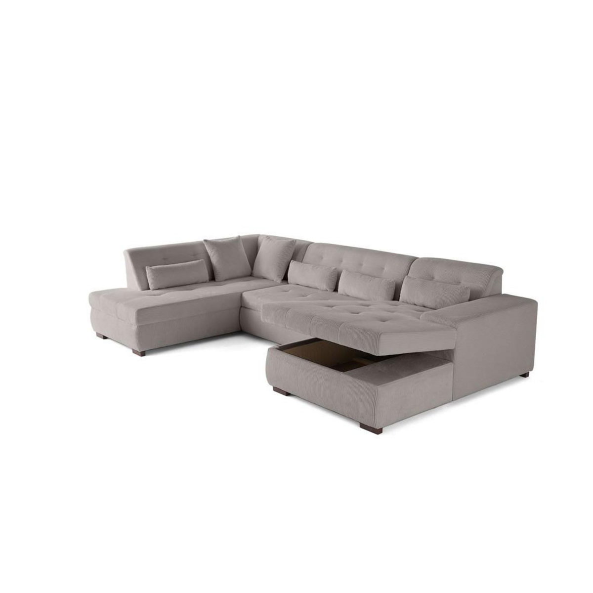 LISA DESIGN Vermont - canapé panoramique d'angle gauche - 7 places - convertible avec coffre - en velours côtelé