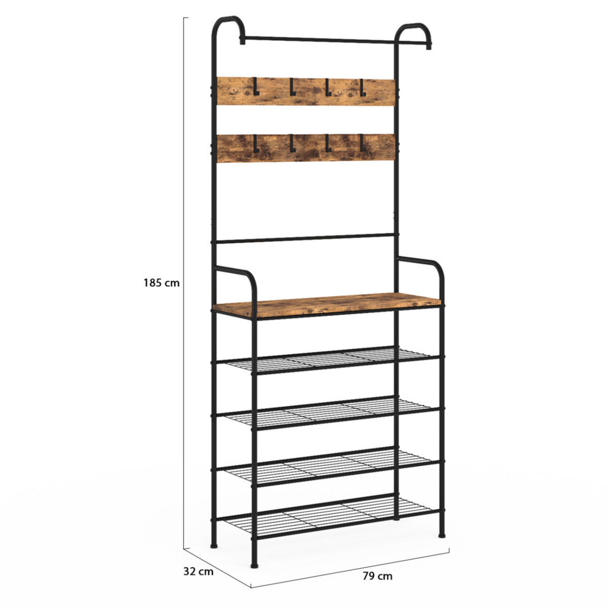 ID MARKET Vestiaire d'entrée PEDRO avec 5 étagères design industriel