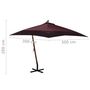 Voir la diapositive 6 : VIDAXL Parasol de jardin suspendu et mat rouge bordeaux bois de sapin