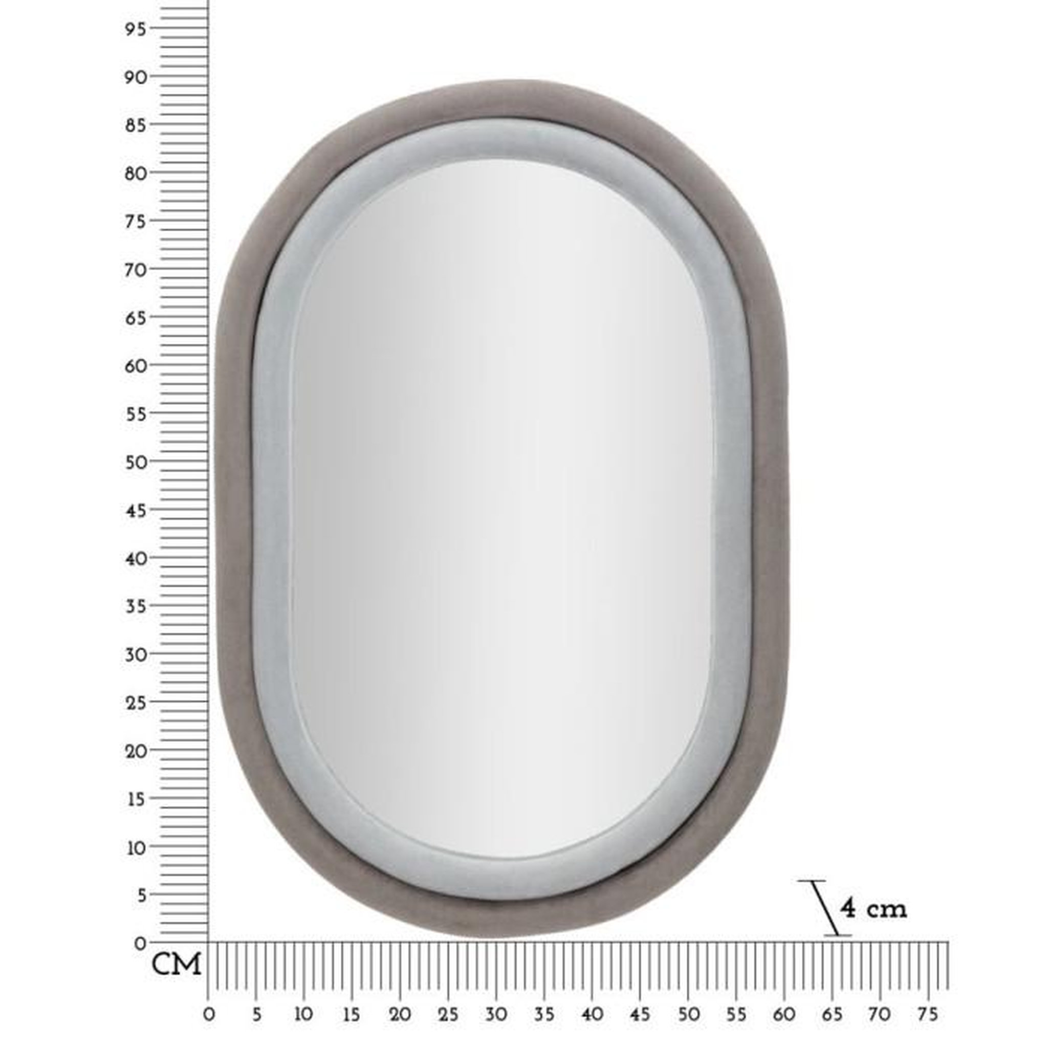 Voir la diapositive 6 : Paris Prix Miroir Mural en Velours  Anthony  90cm Gris & Taupe