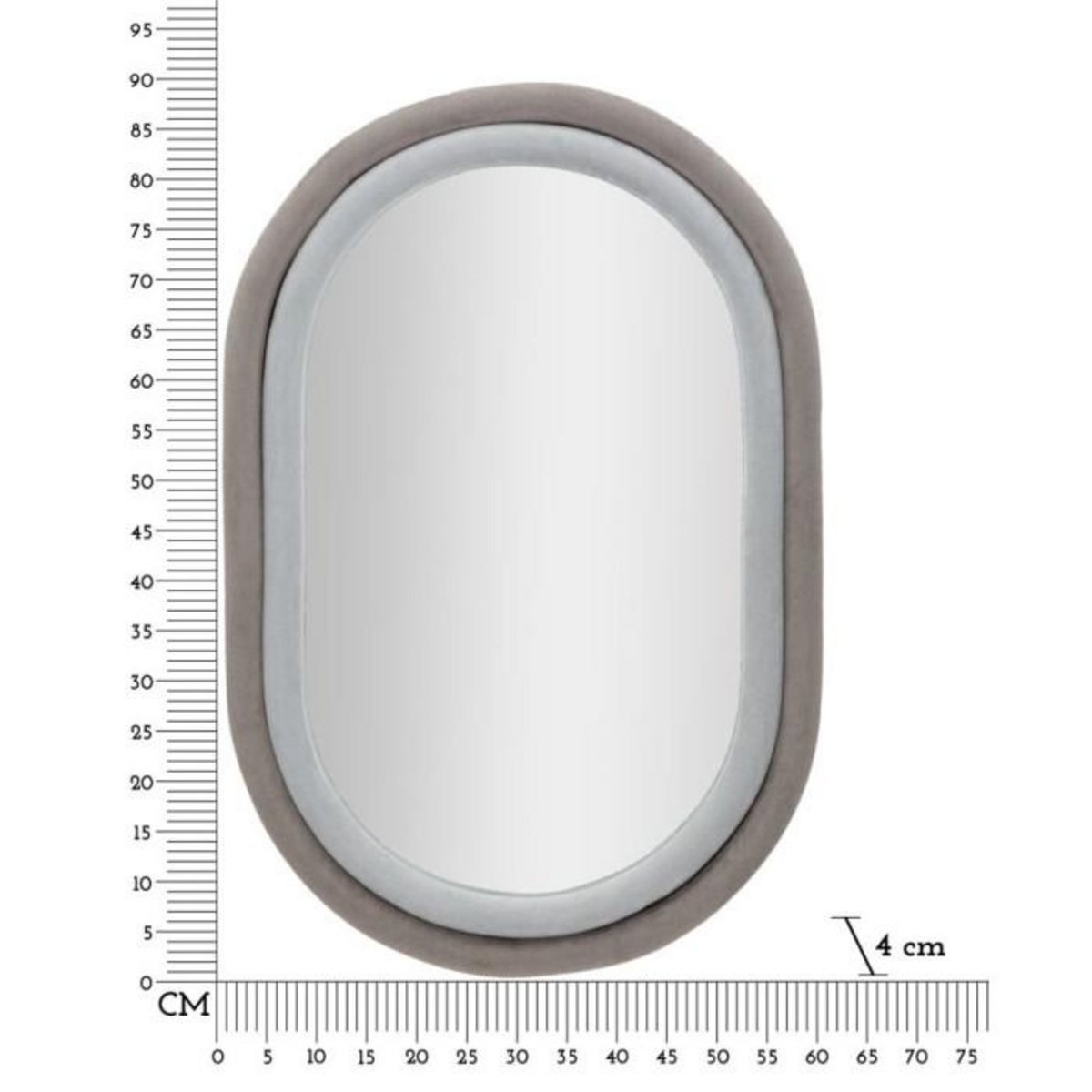 Paris Prix Miroir Mural en Velours  Anthony  90cm Gris & Taupe