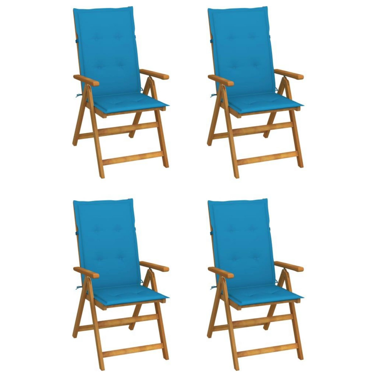 VIDAXL Chaises inclinables de jardin lot de 4 et coussins Bois acacia