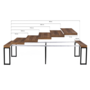 Voir la diapositive 4 : ID MARKET Table console extensible TORONTO 14 personnes 300 cm bois foncé design industriel