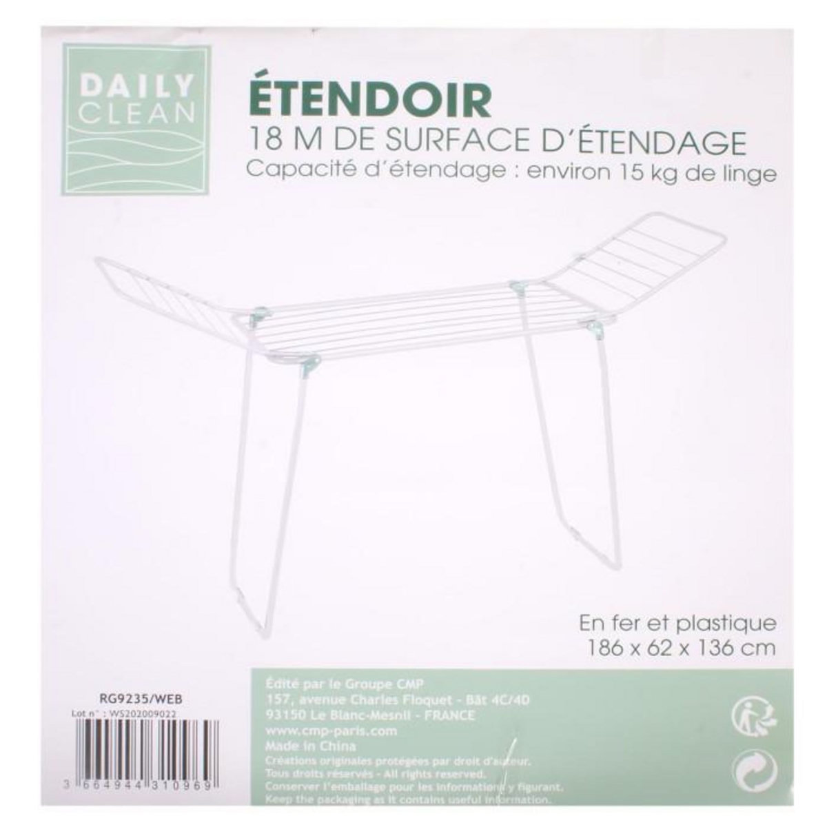 Paris Prix Étendoir à Linge  Repliable  18m Blanc