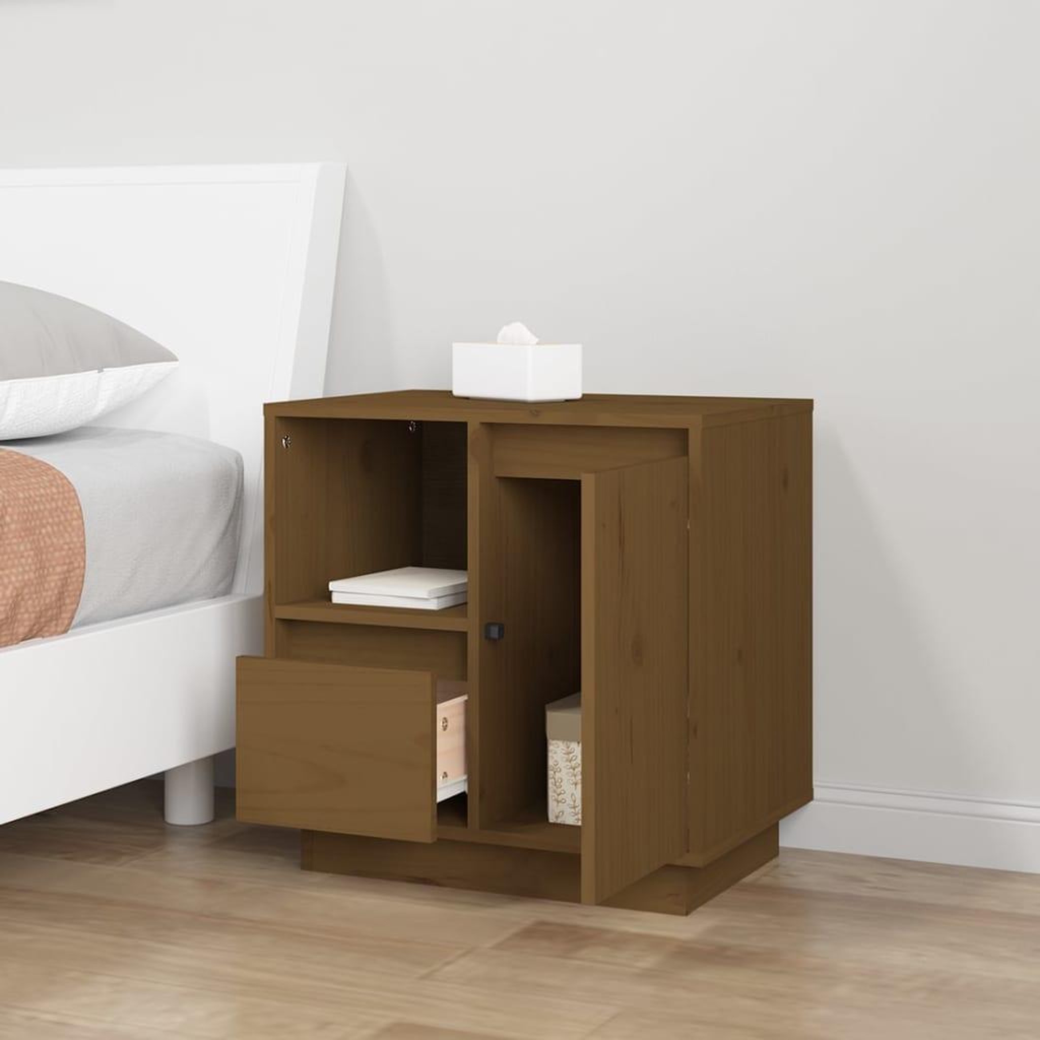 Voir la diapositive 4 : VIDAXL Tables de chevet 2pcs Marron miel 50x34x50cm Bois de pin massif