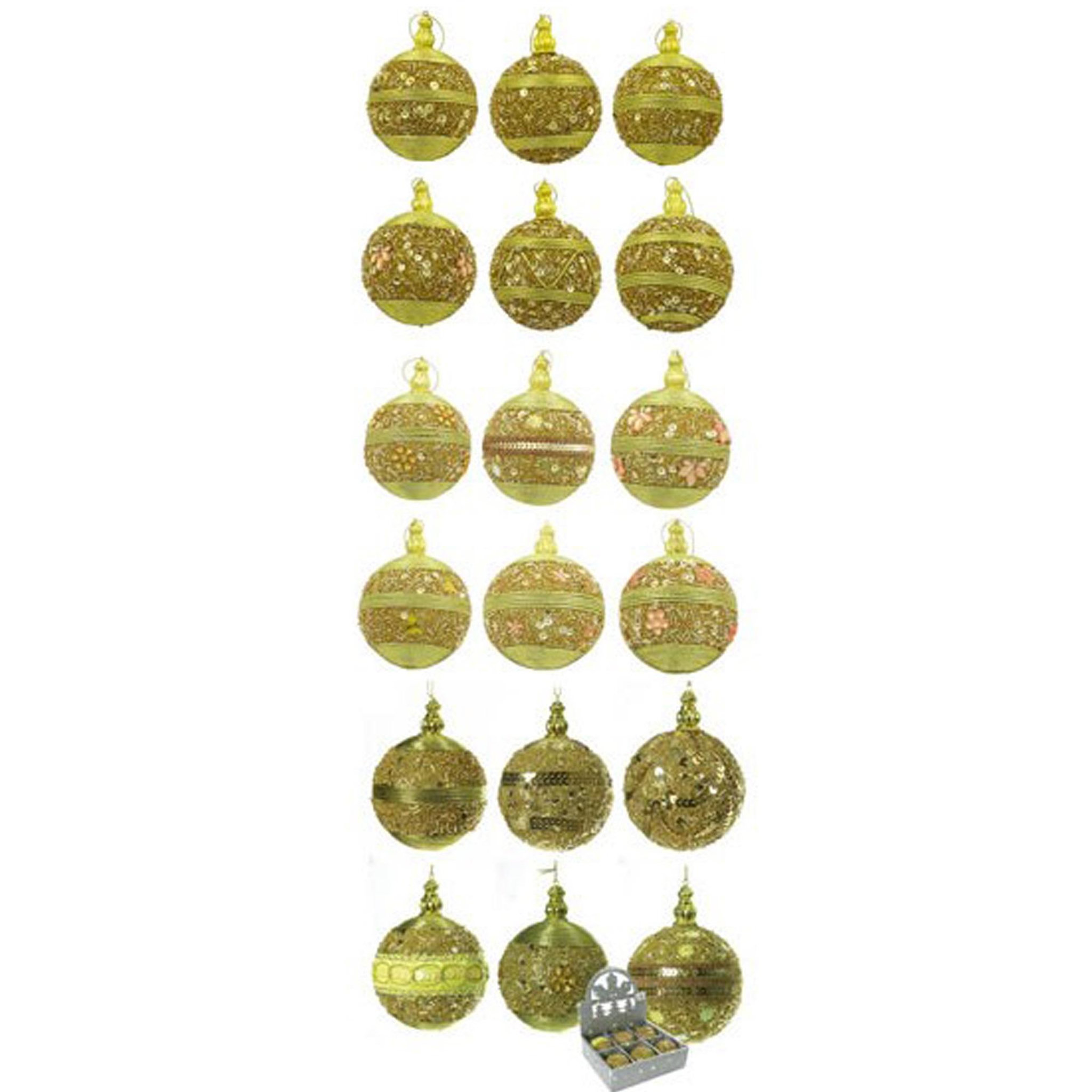 Eden Lot de 6 boules de noël or a sequins