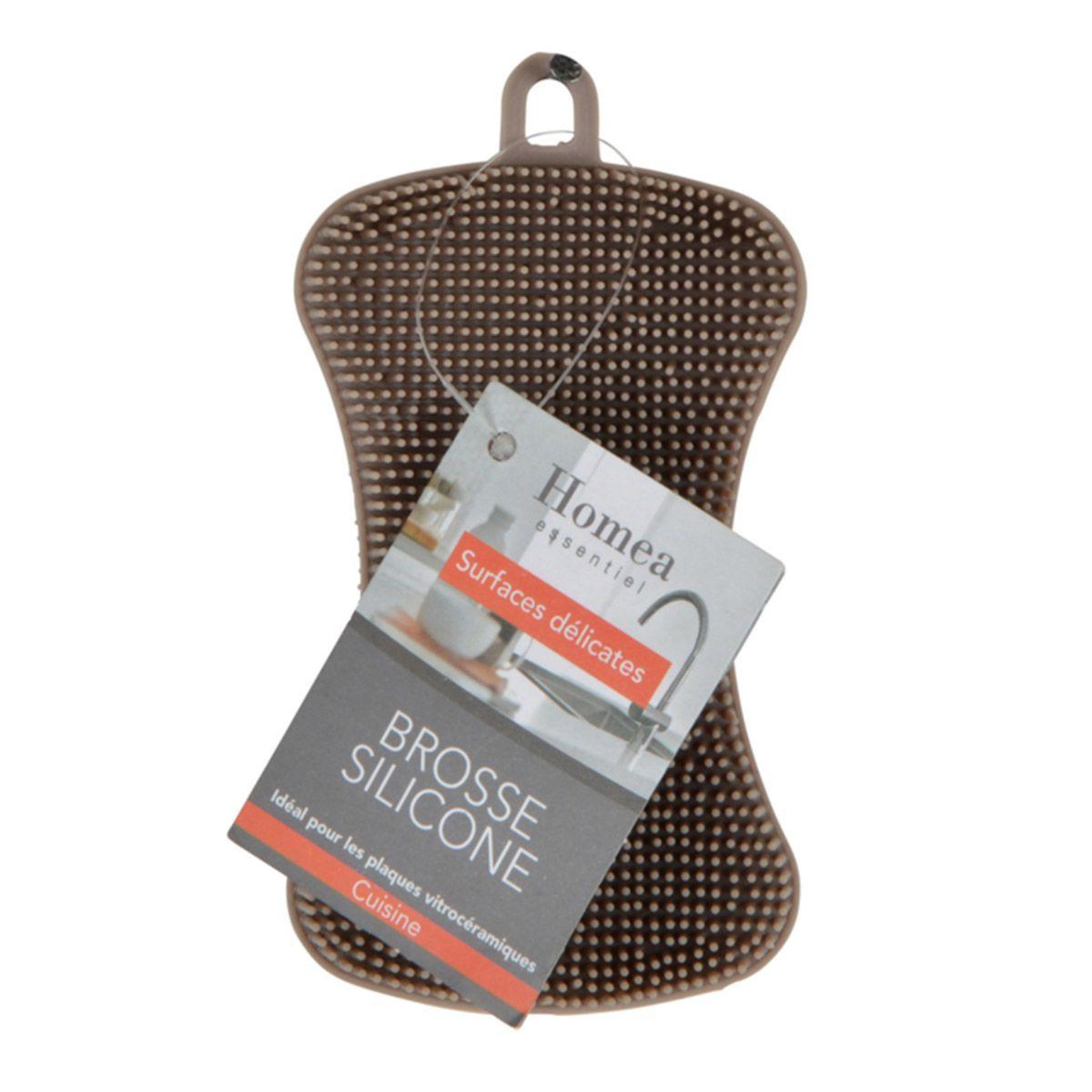 Voir la diapositive 2 : HOMEA Brosse silicone  souple  11cm taupe
