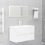 VIDAXL Armoire d'evier avec lavabo integre Blanc brillant Agglomere