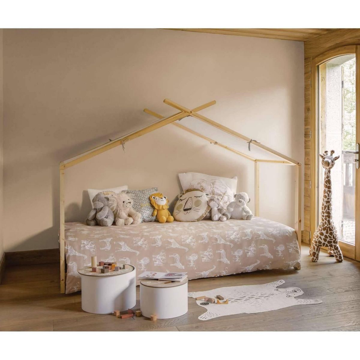 Atmosphera Kids Parure de lit enfant Savane - 100% coton 57 fils - 140 x 200 cm