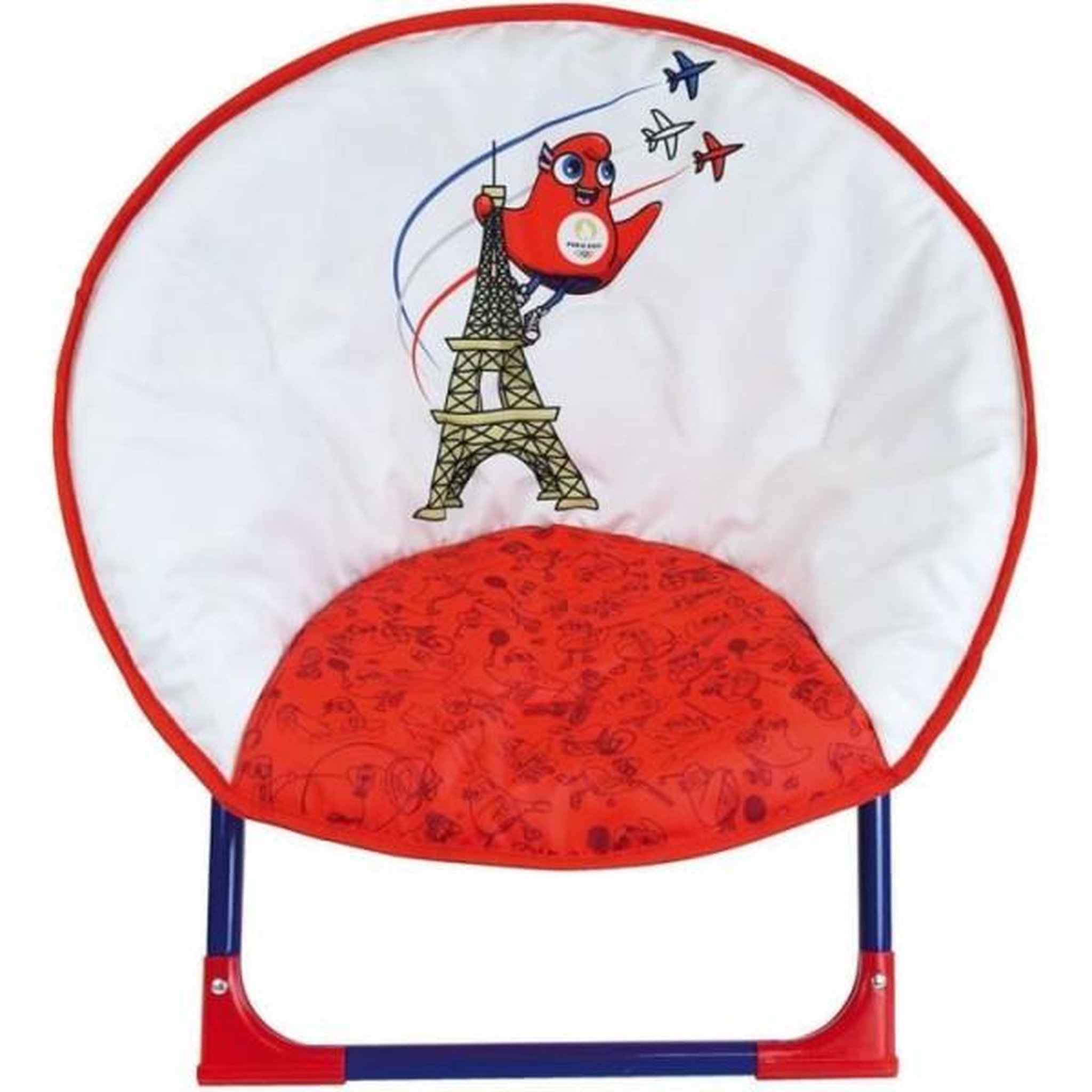 Voir la diapositive 2 : Fun House Fauteuil - Chaise - Bebe - Enfant JEUX OLYMPIQUES PARIS 2024 - Siege lune pliable pour enfant h.47 x l.54 x p.42 cm
