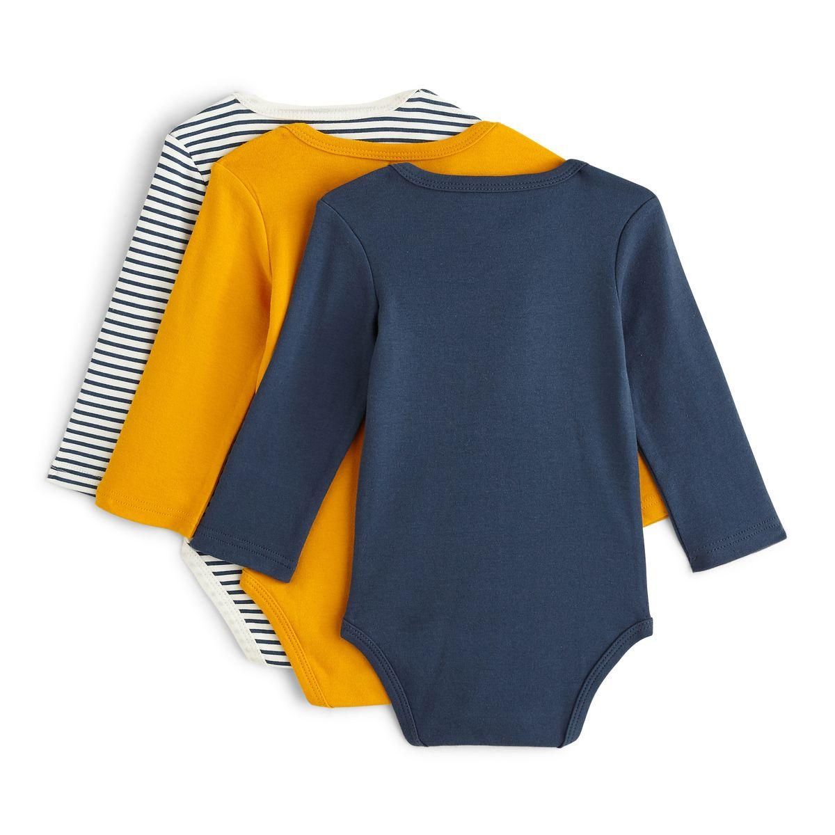 IN EXTENSO Lot de 3 bodies manches longues tigre bébé garçon